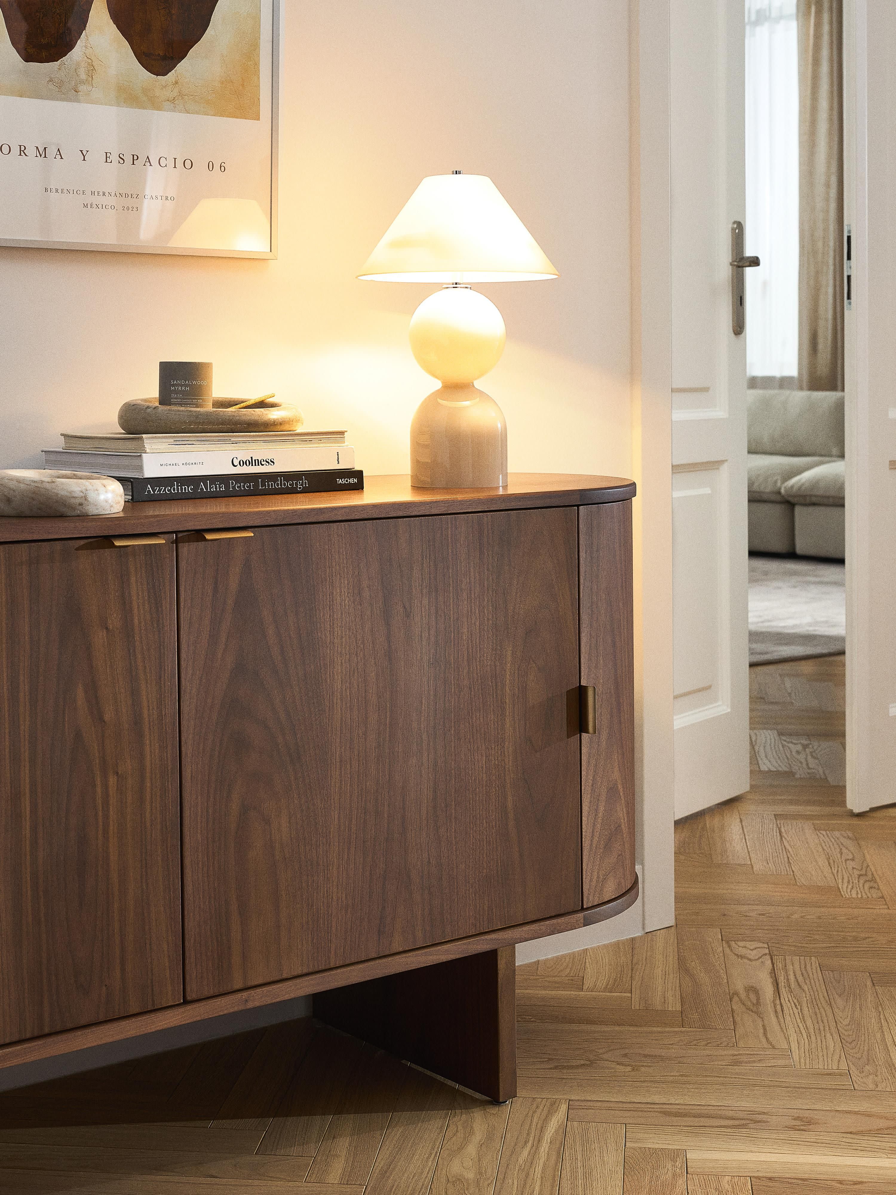 Lampe à poser ajustable en verre Volund - Beige, haute brillance