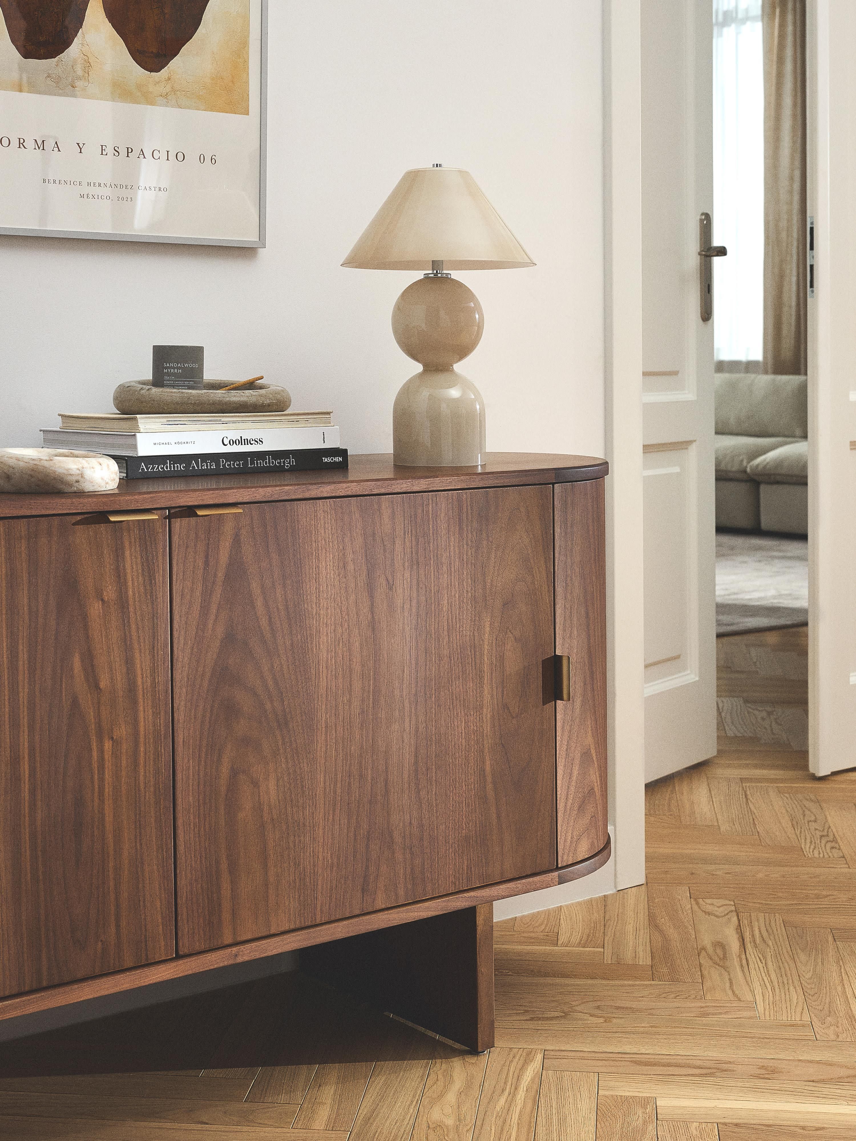 Lampe à poser ajustable en verre Volund - Beige, haute brillance