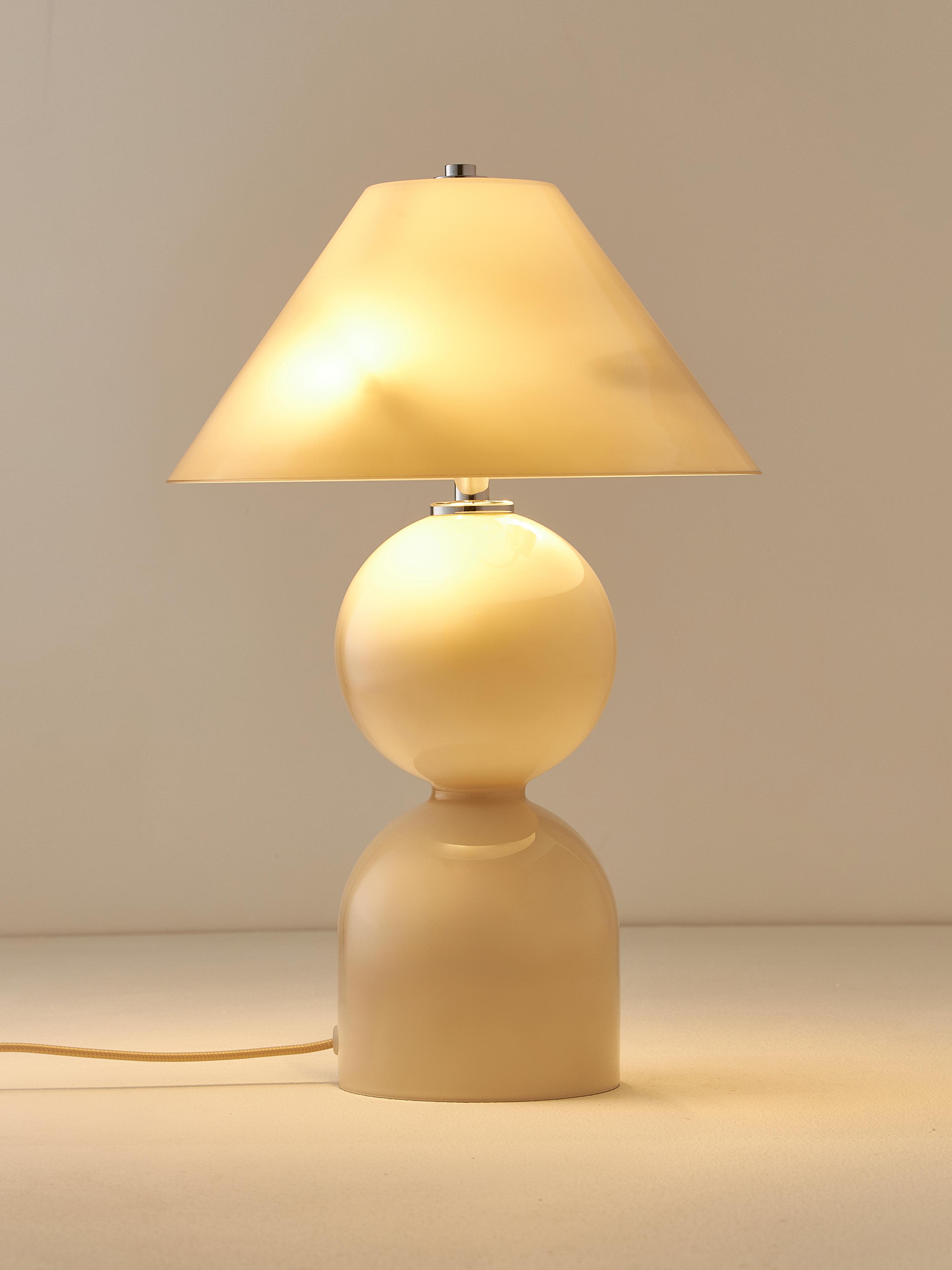 Lampe à poser ajustable en verre Volund - Beige, haute brillance