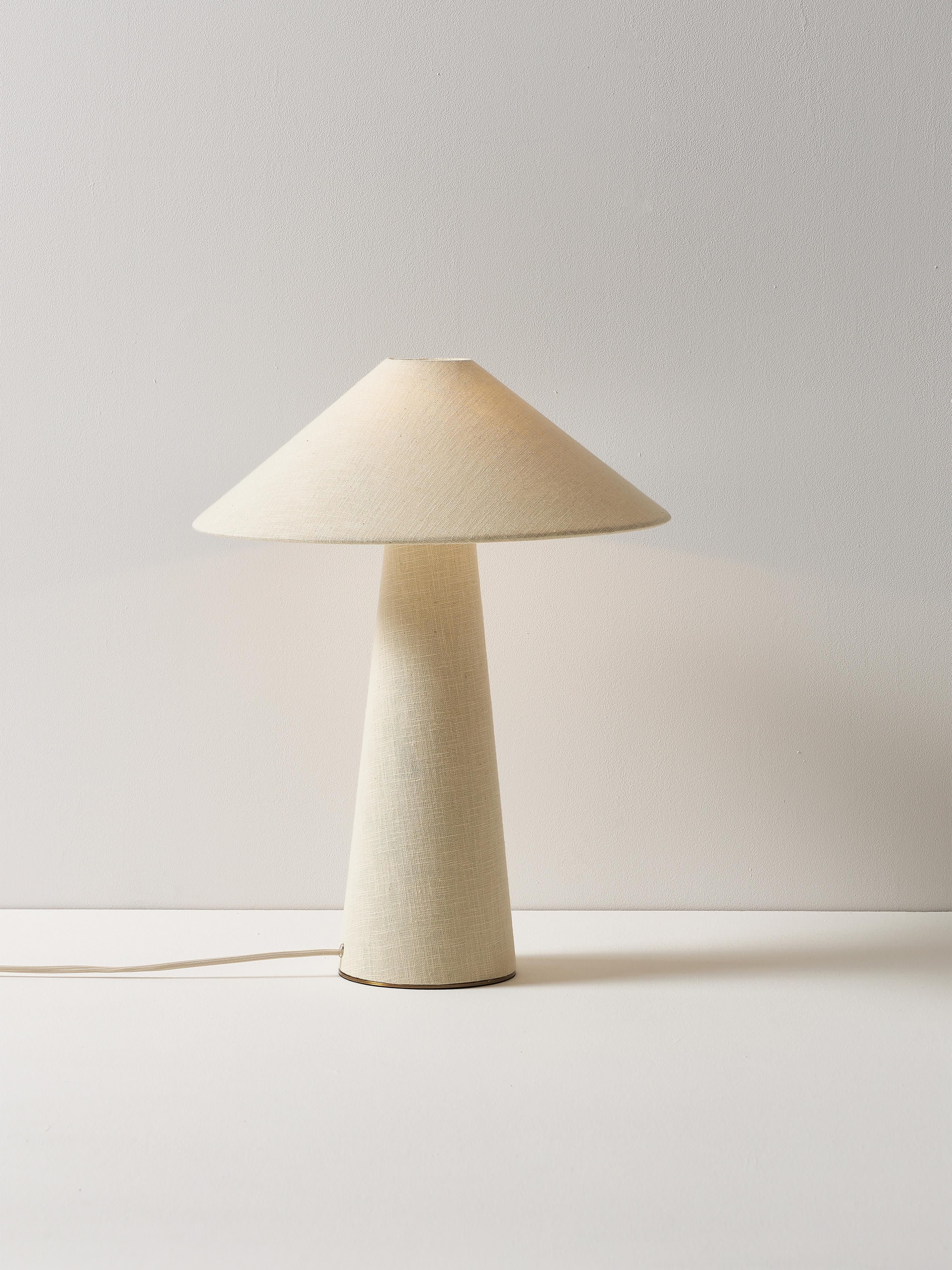 Grande lampe à poser en lin Mico - Blanc cassé