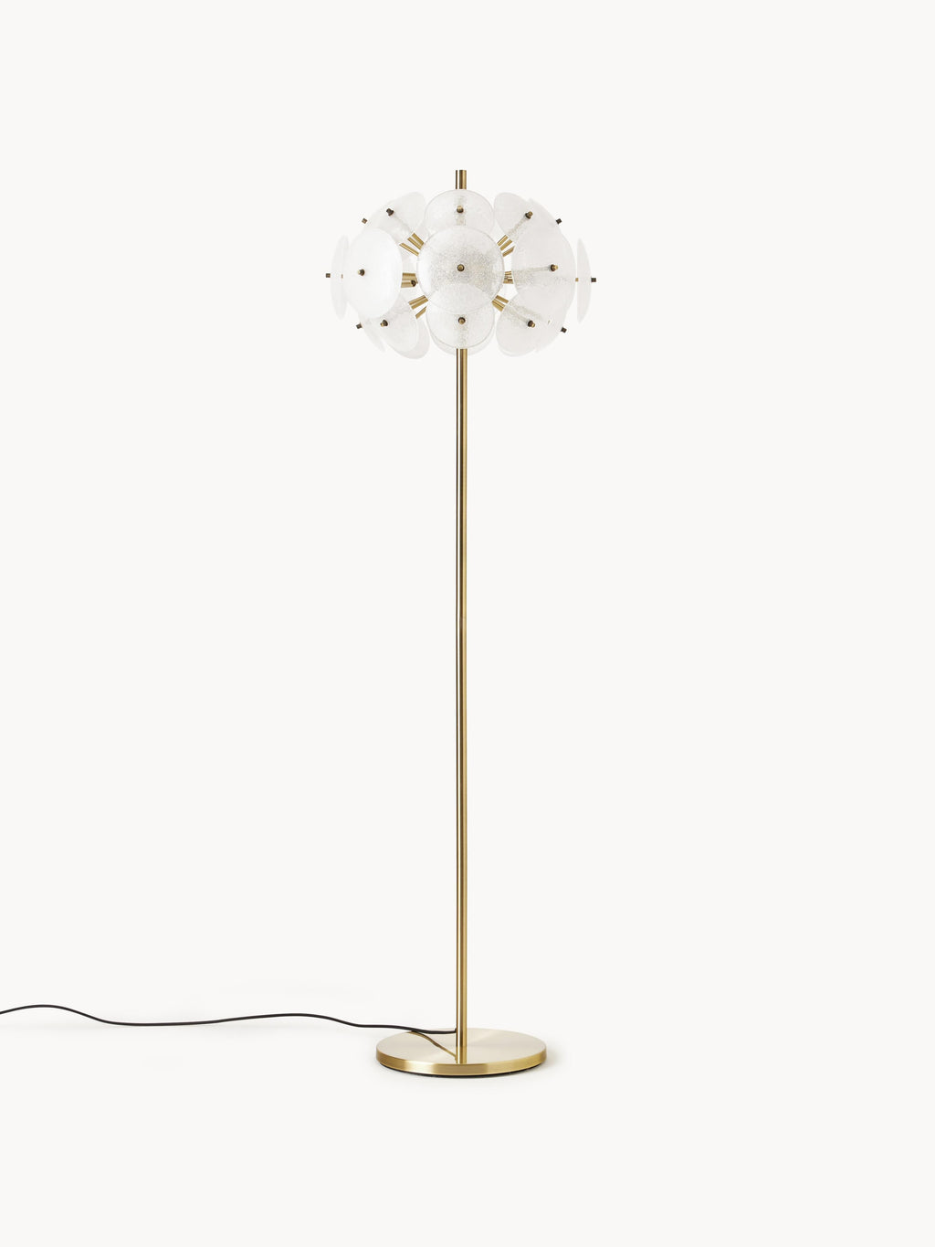 Lampadaire de verre Valdi - Transparent, doré