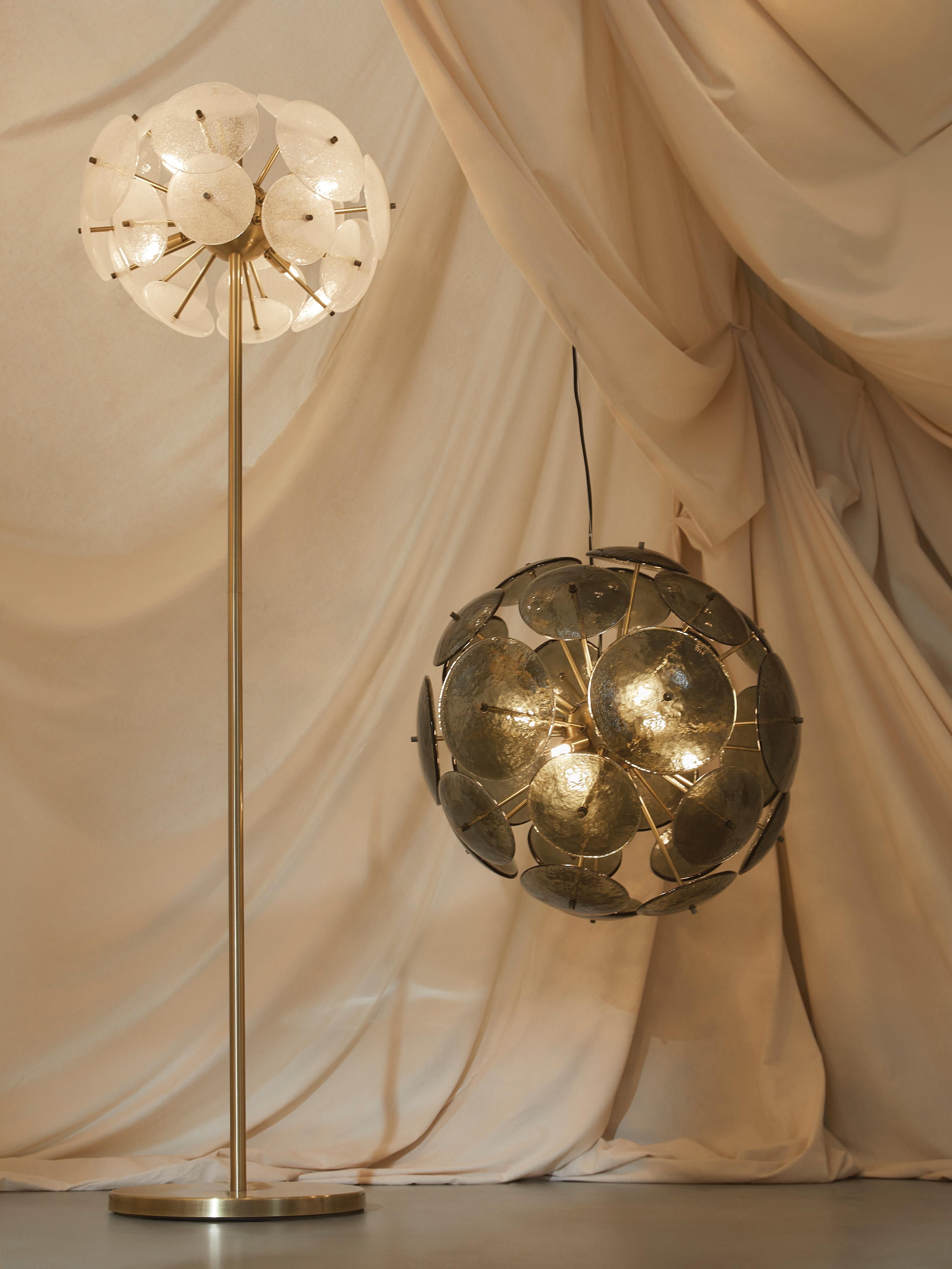 Lampadaire de verre Valdi - Transparent, doré