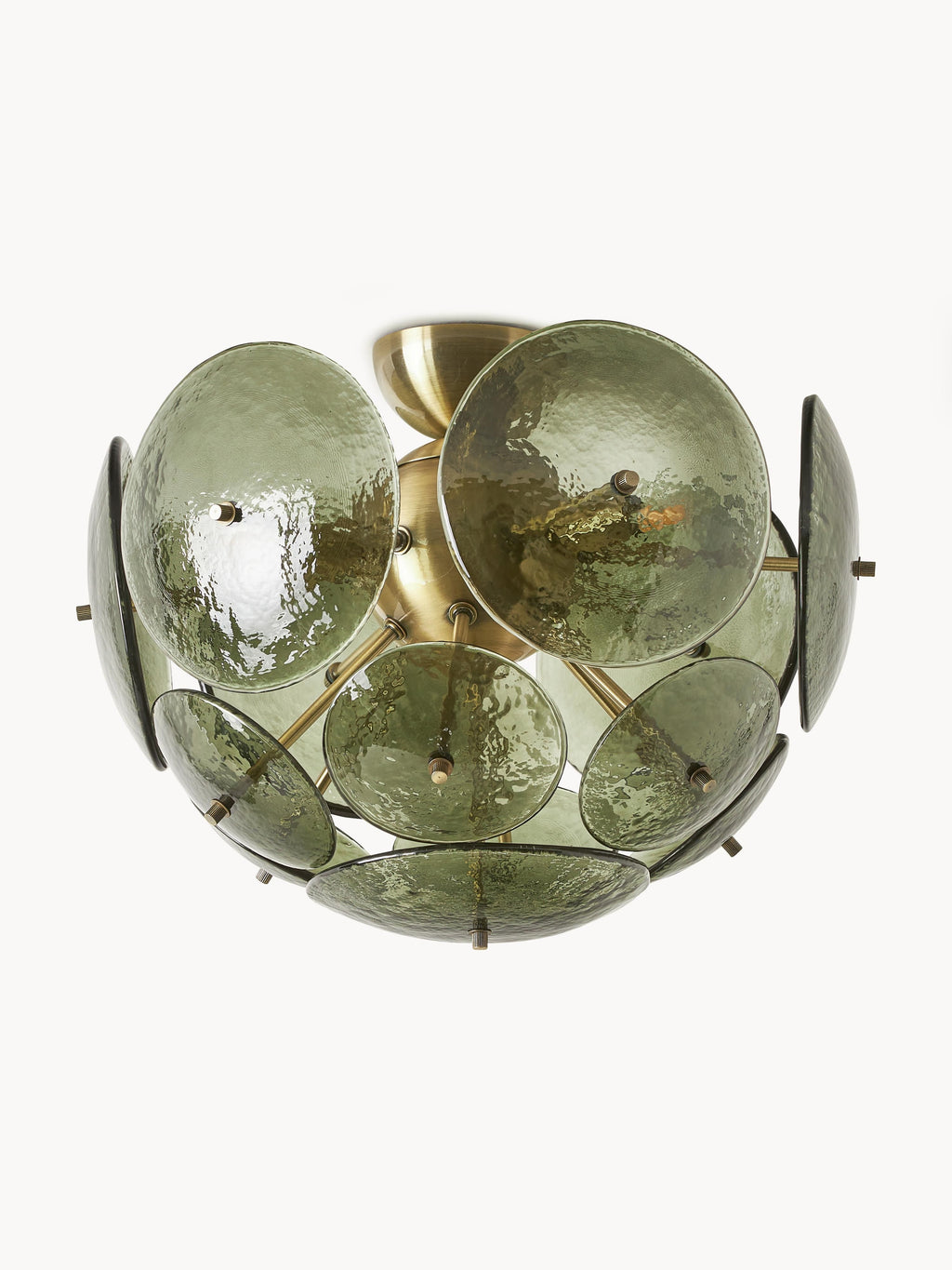 Plafonnier de verre Valdi - Vert olive, doré