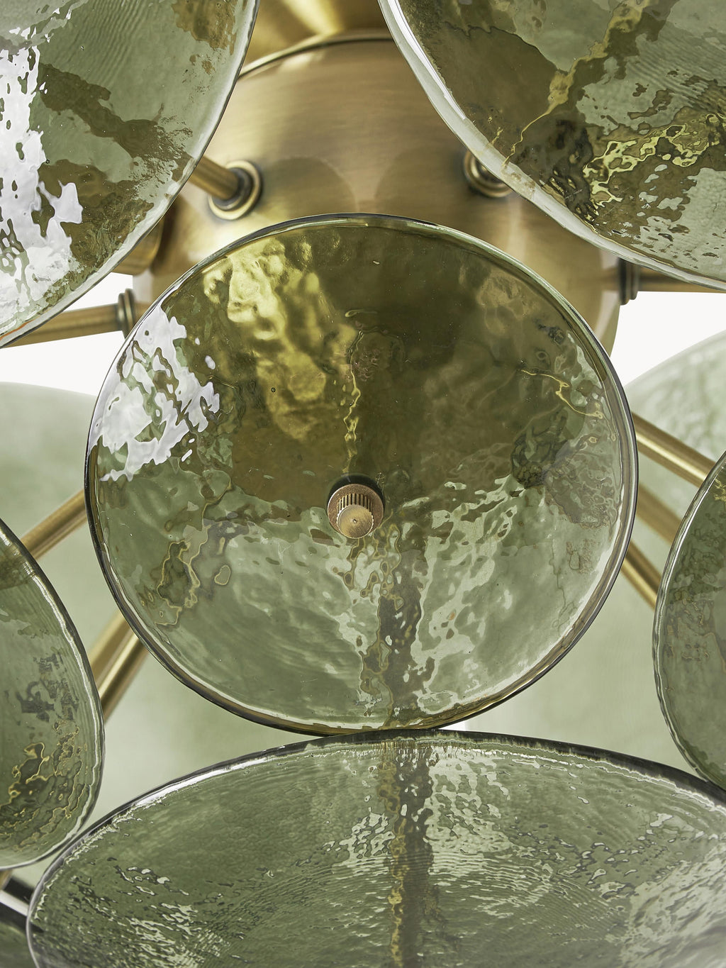 Plafonnier de verre Valdi - Vert olive, doré