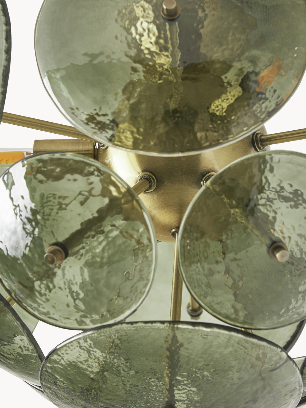Plafonnier de verre Valdi - Vert olive, doré
