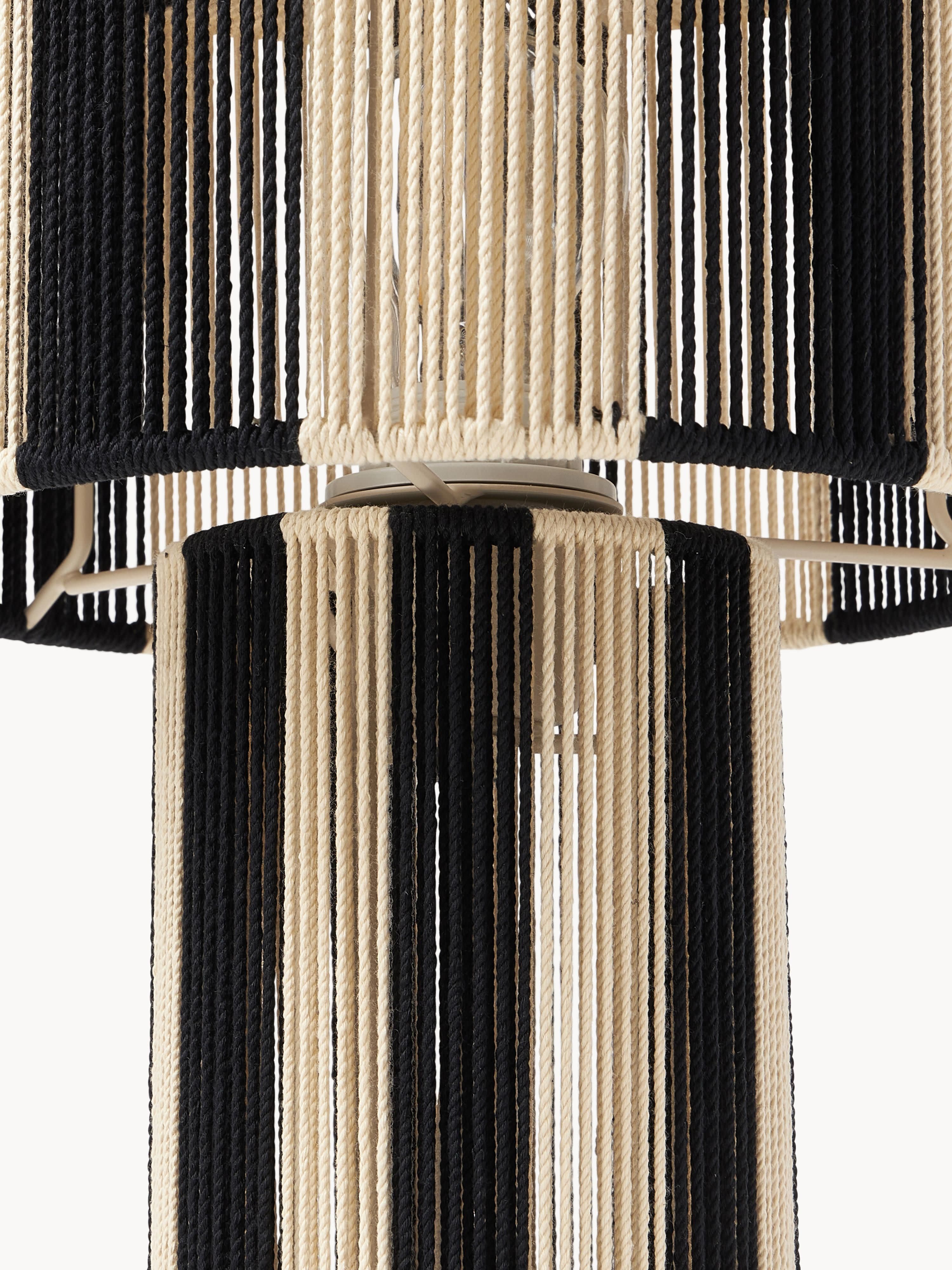 Lampe à poser en fils de lin Matias - Noir, blanc crème