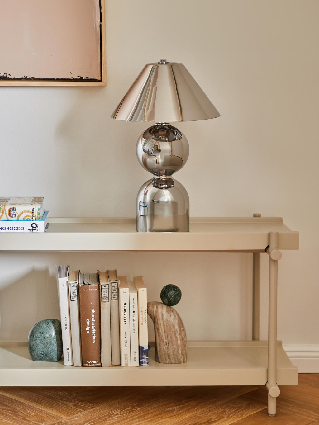 Lampe à poser ajustable en verre réfléchissant Volund - Gris chrome, surface réfléchissante