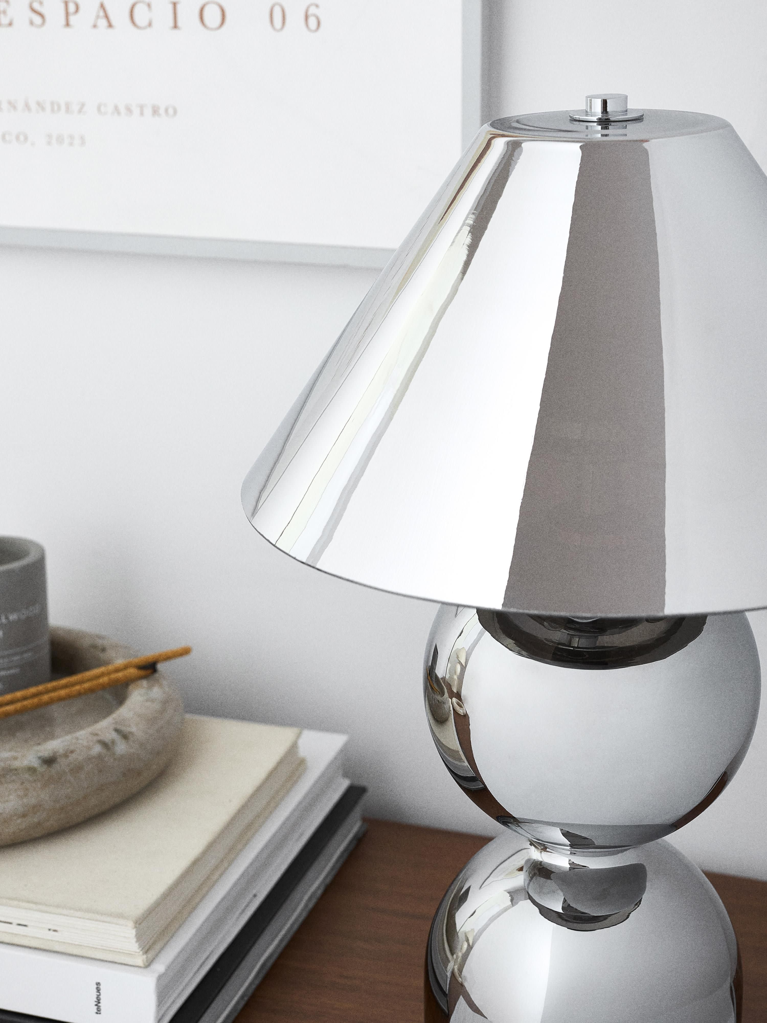 Lampe à poser ajustable en verre réfléchissant Volund - Gris chrome, surface réfléchissante