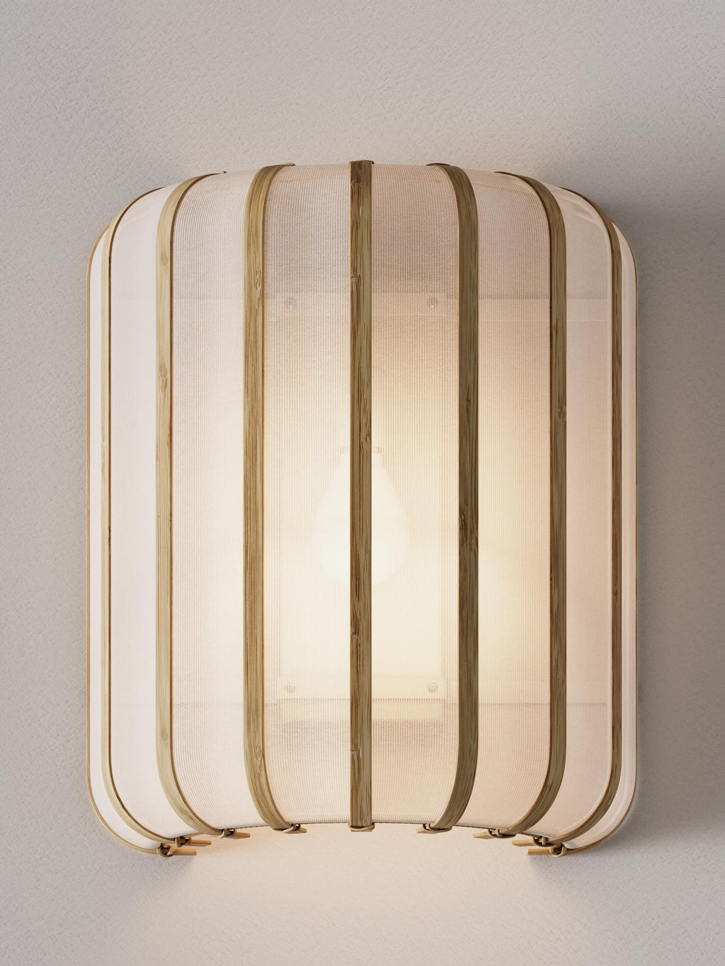 Applique murale en bambou Murdoch - Blanc, bois clair