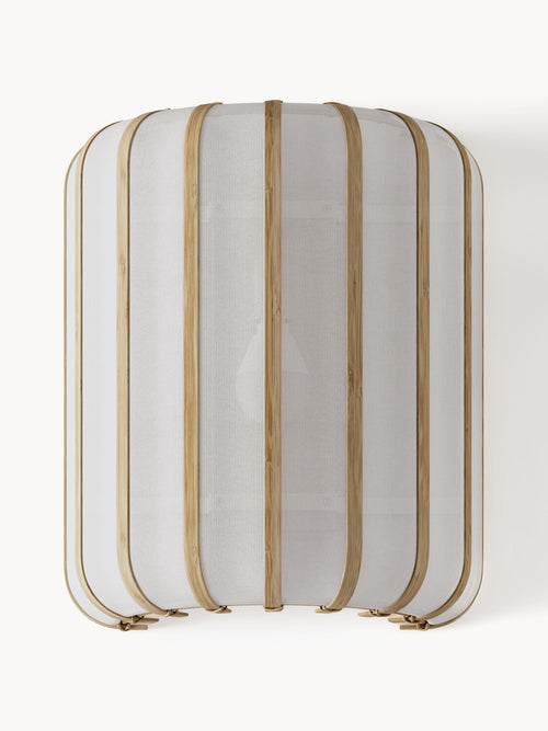 Applique murale en bambou Murdoch - Blanc, bois clair