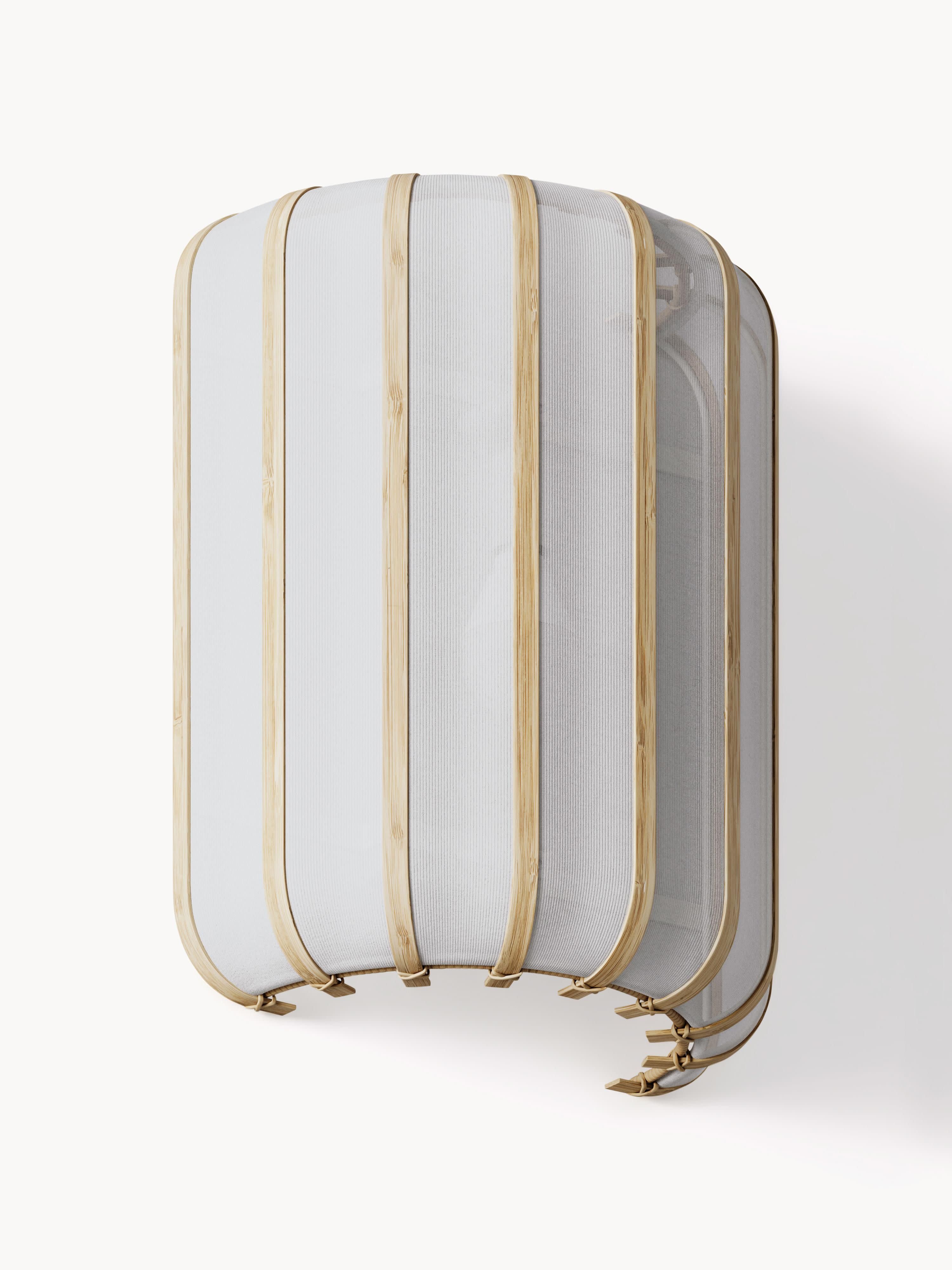 Applique murale en bambou Murdoch - Blanc, bois clair