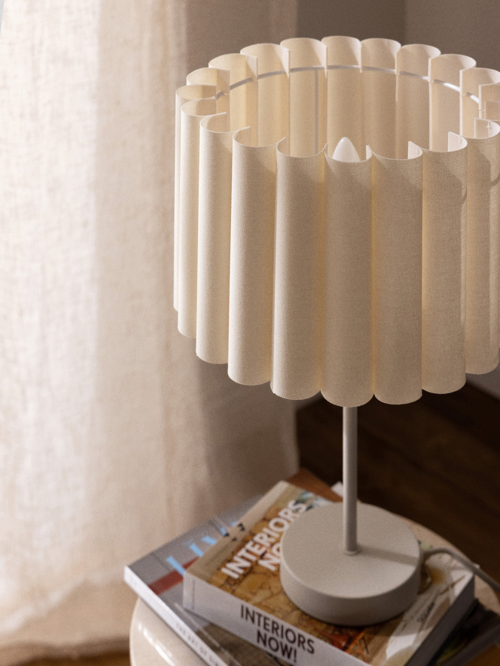Lampe à poser en lin Bjartmar - Beige clair
