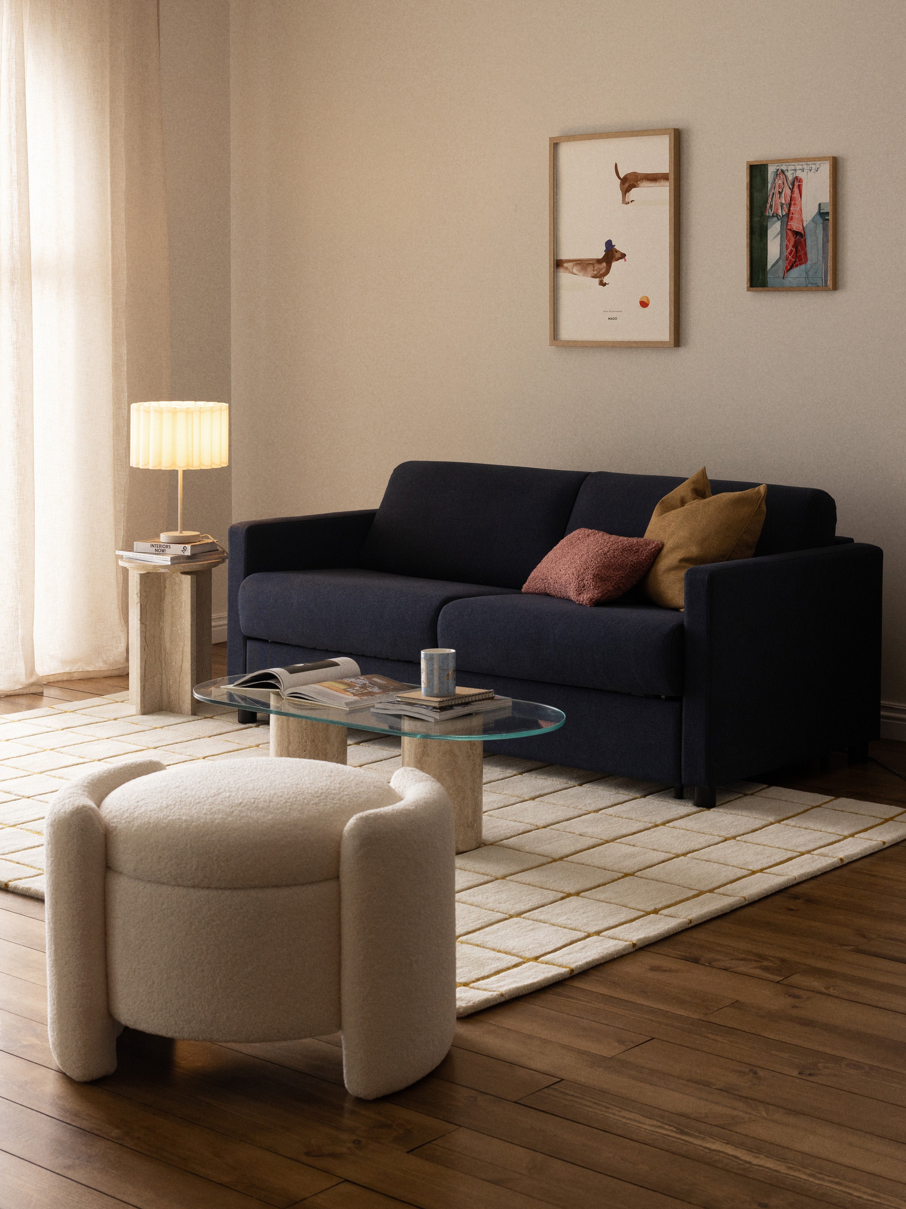 Lampe à poser en lin Bjartmar - Beige clair