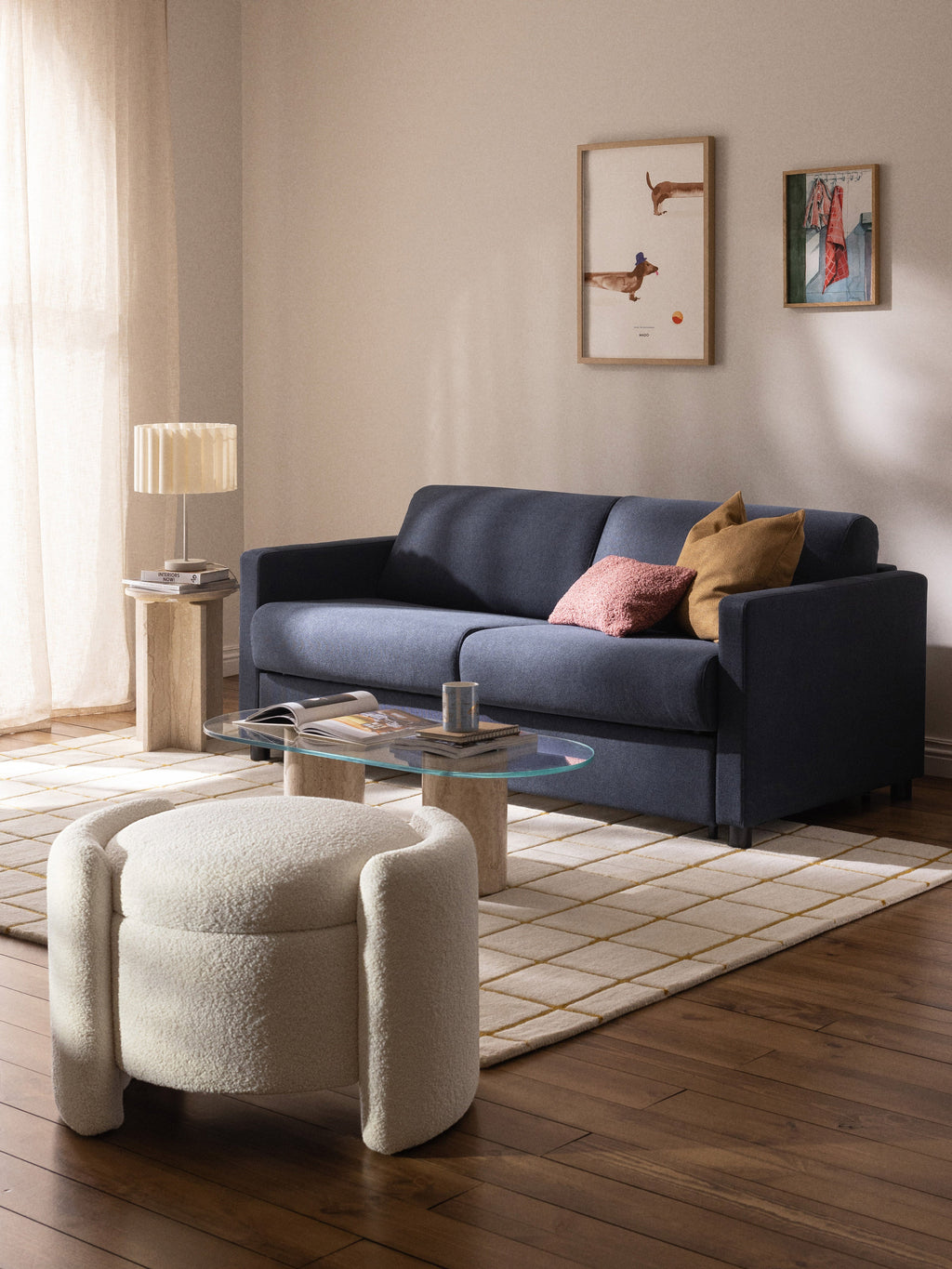Lampe à poser en lin Bjartmar - Beige clair