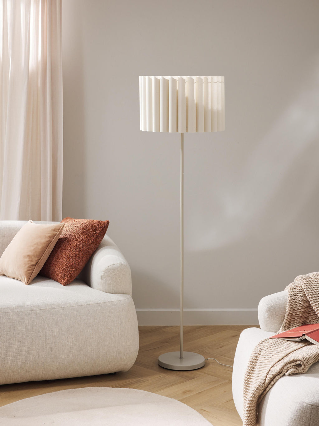 Lampadaire en lin Bjartmar - Beige clair