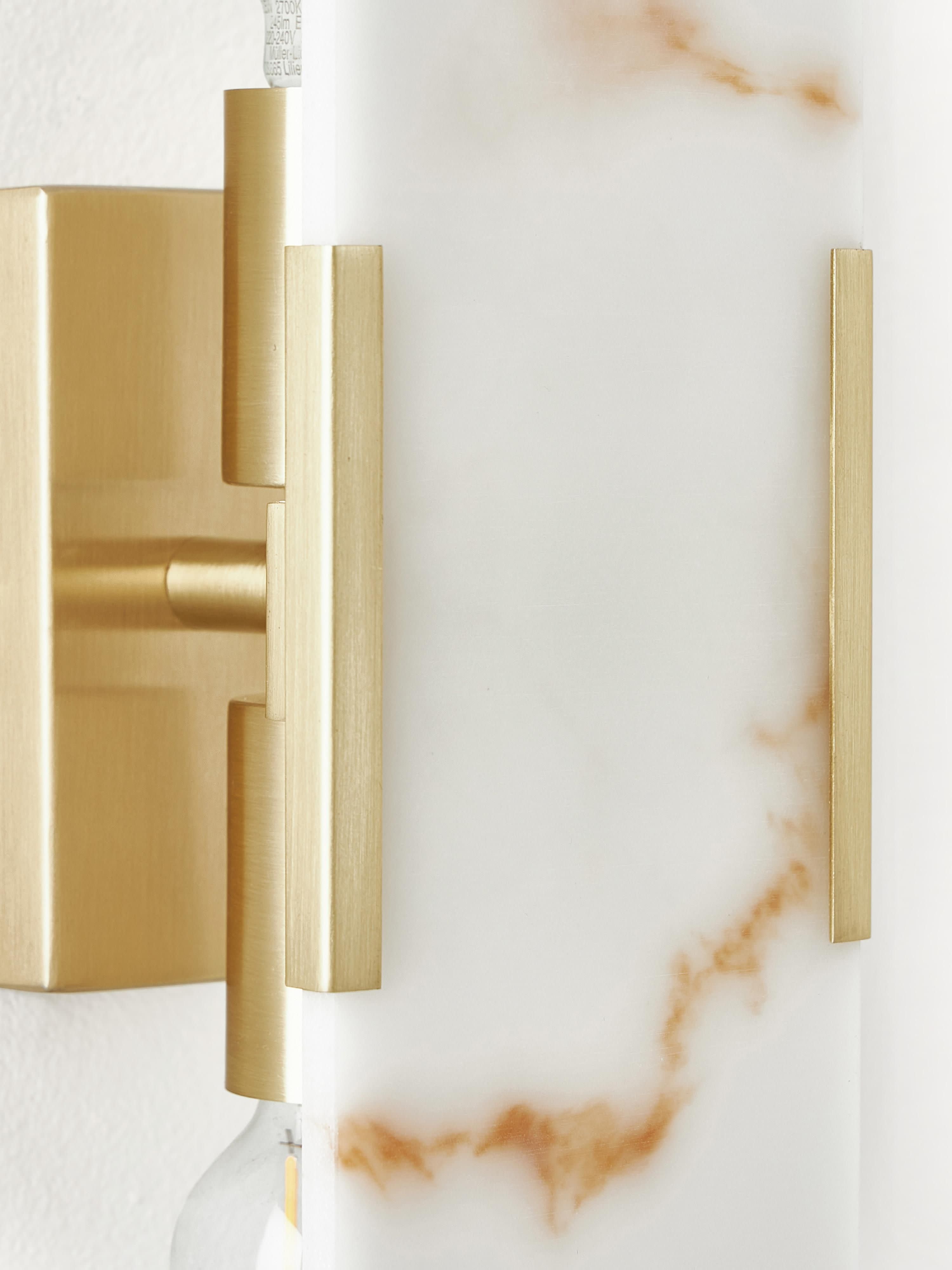 Applique murale look marbre Bodvar - Doré, blanc, aspect marbre