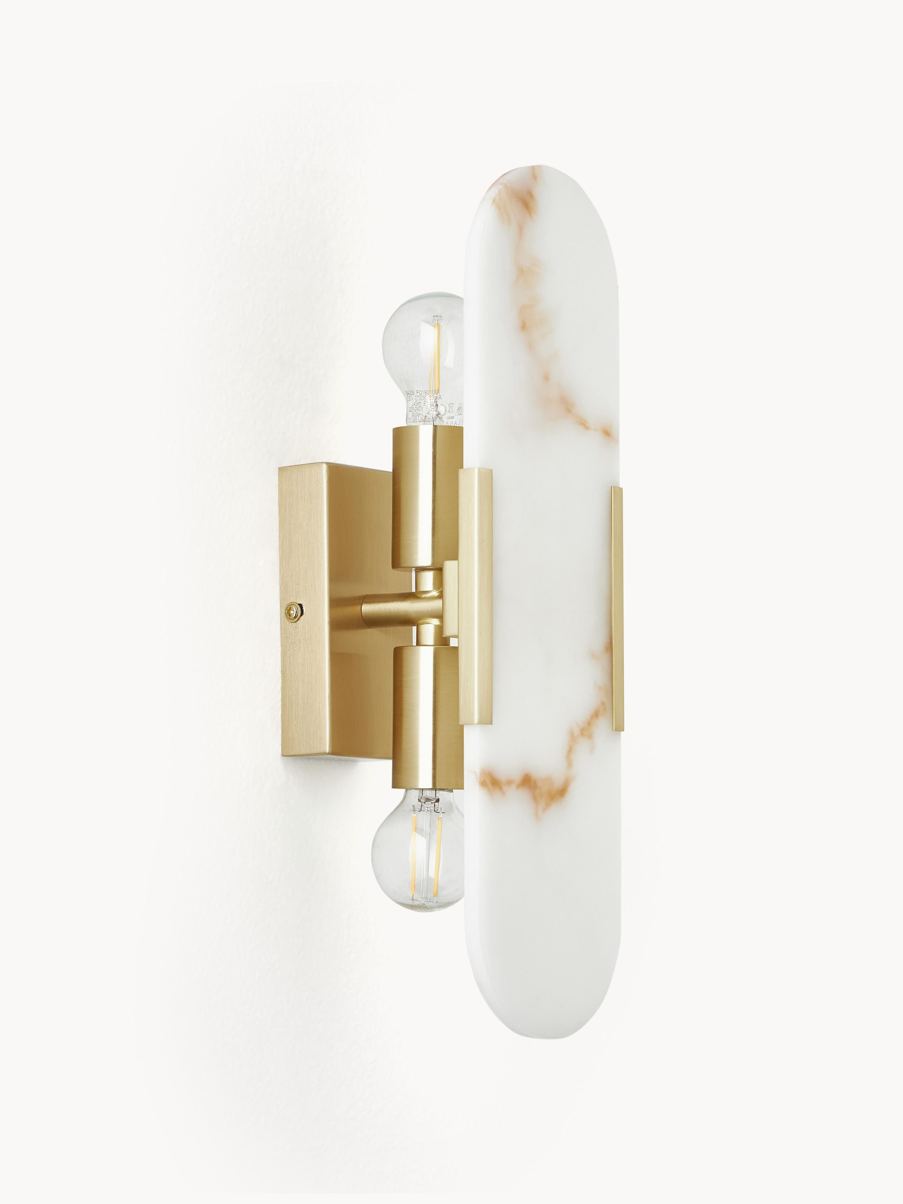 Applique murale look marbre Bodvar - Doré, blanc, aspect marbre