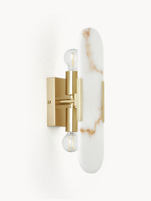 Applique murale look marbre Bodvar - Doré, blanc, aspect marbre