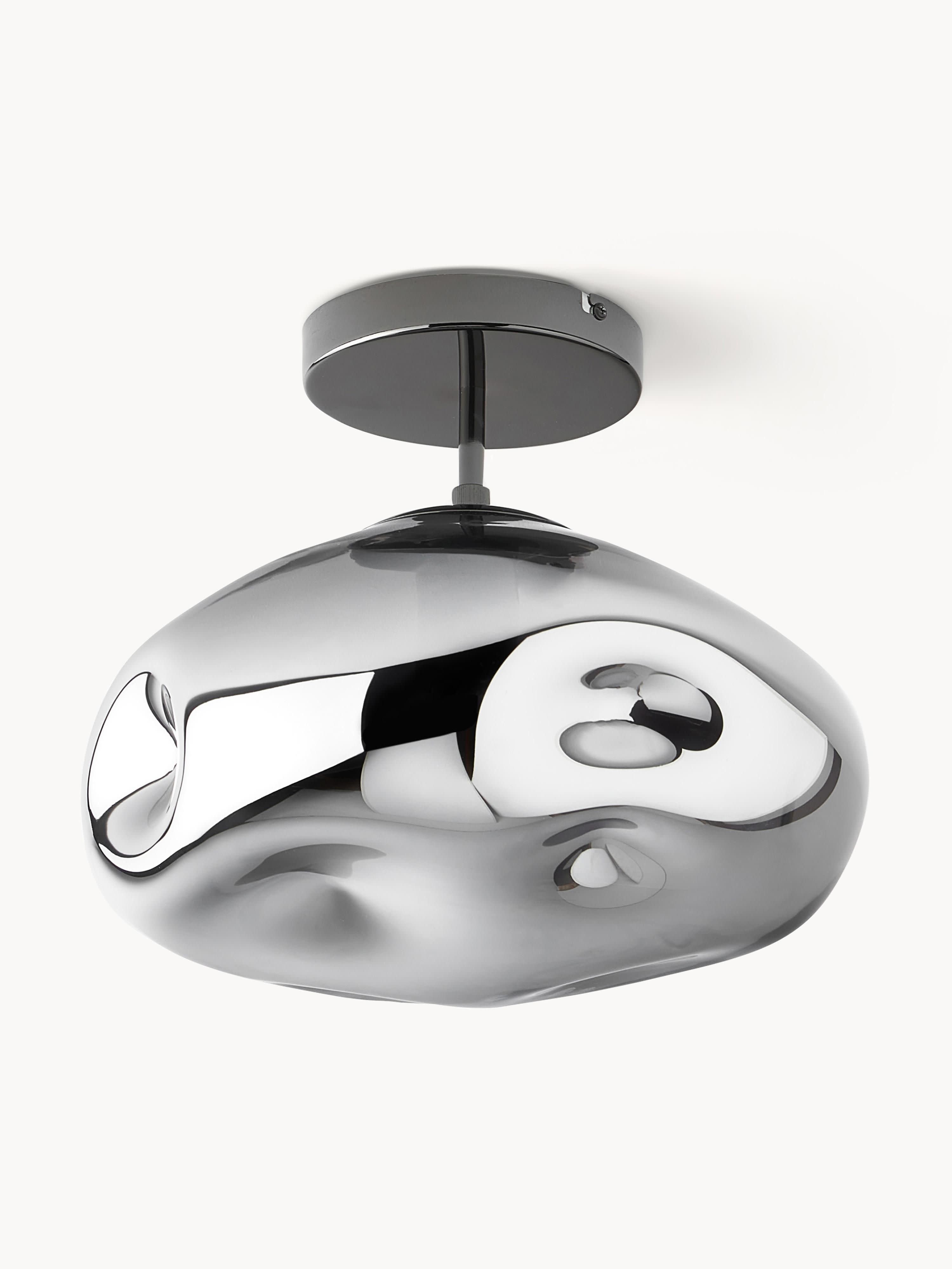 Plafonnier en verre réfléchissant Kol - Gris chrome, noir