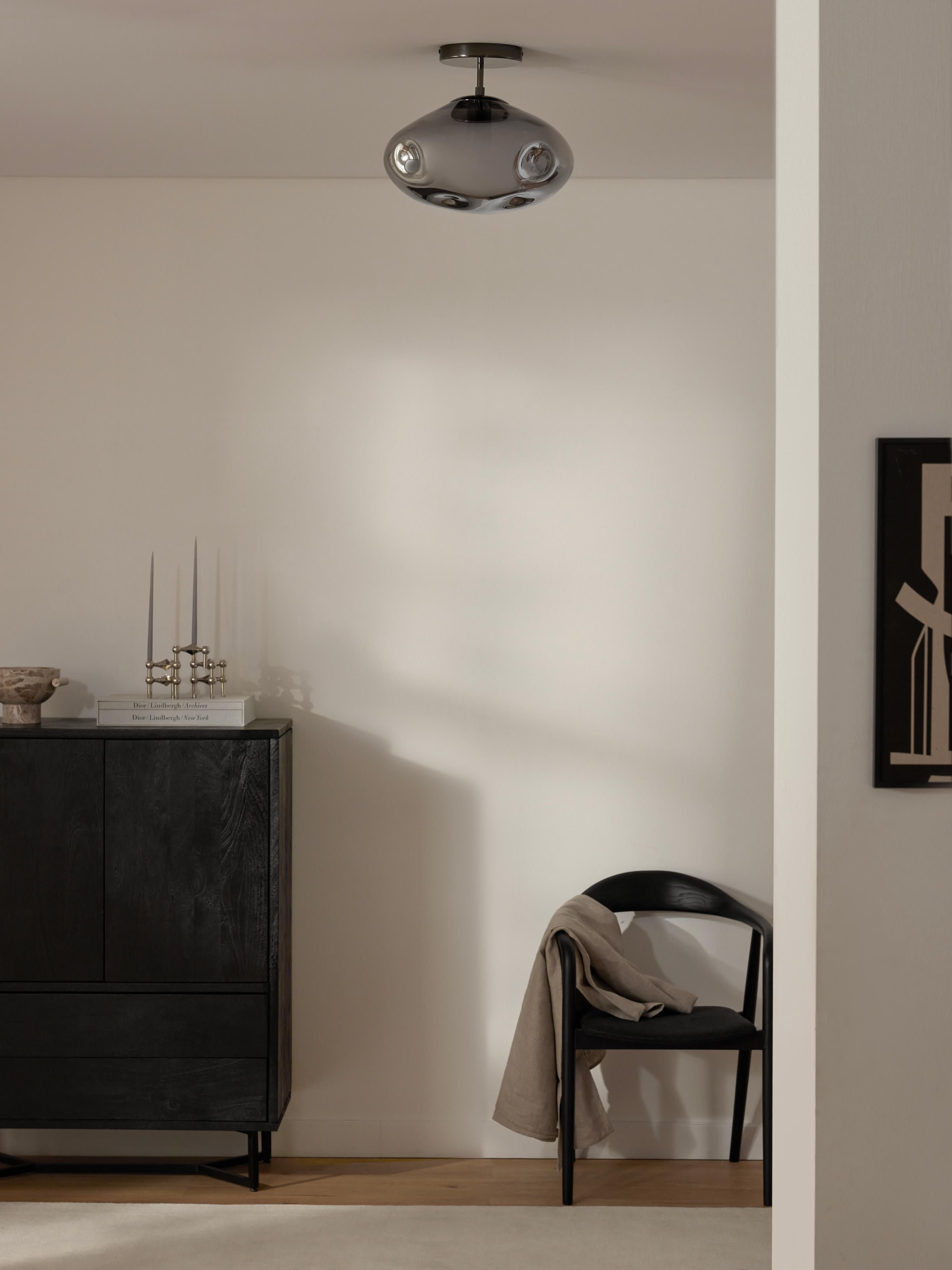 Plafonnier en verre réfléchissant Kol - Gris chrome, noir
