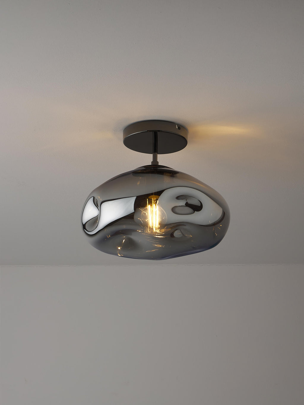 Plafonnier en verre réfléchissant Kol - Gris chrome, noir