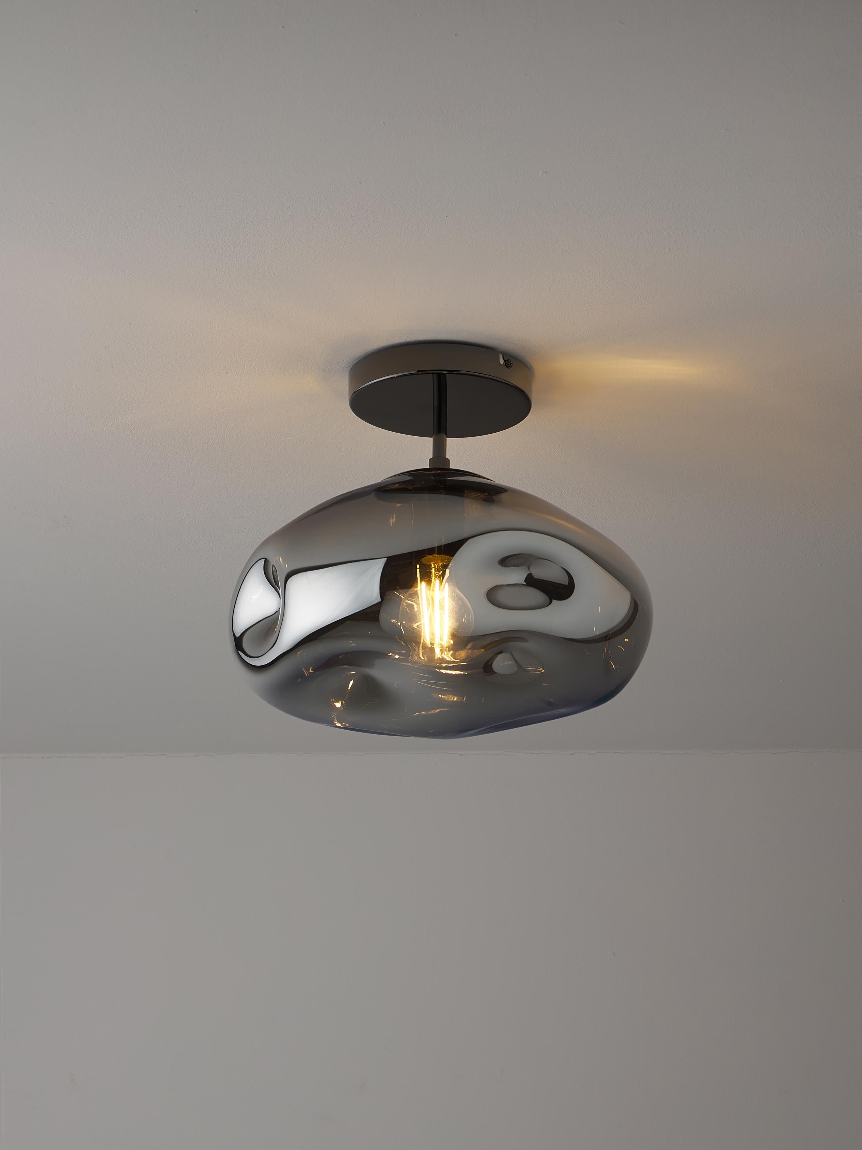 Plafonnier en verre réfléchissant Kol - Gris chrome, noir