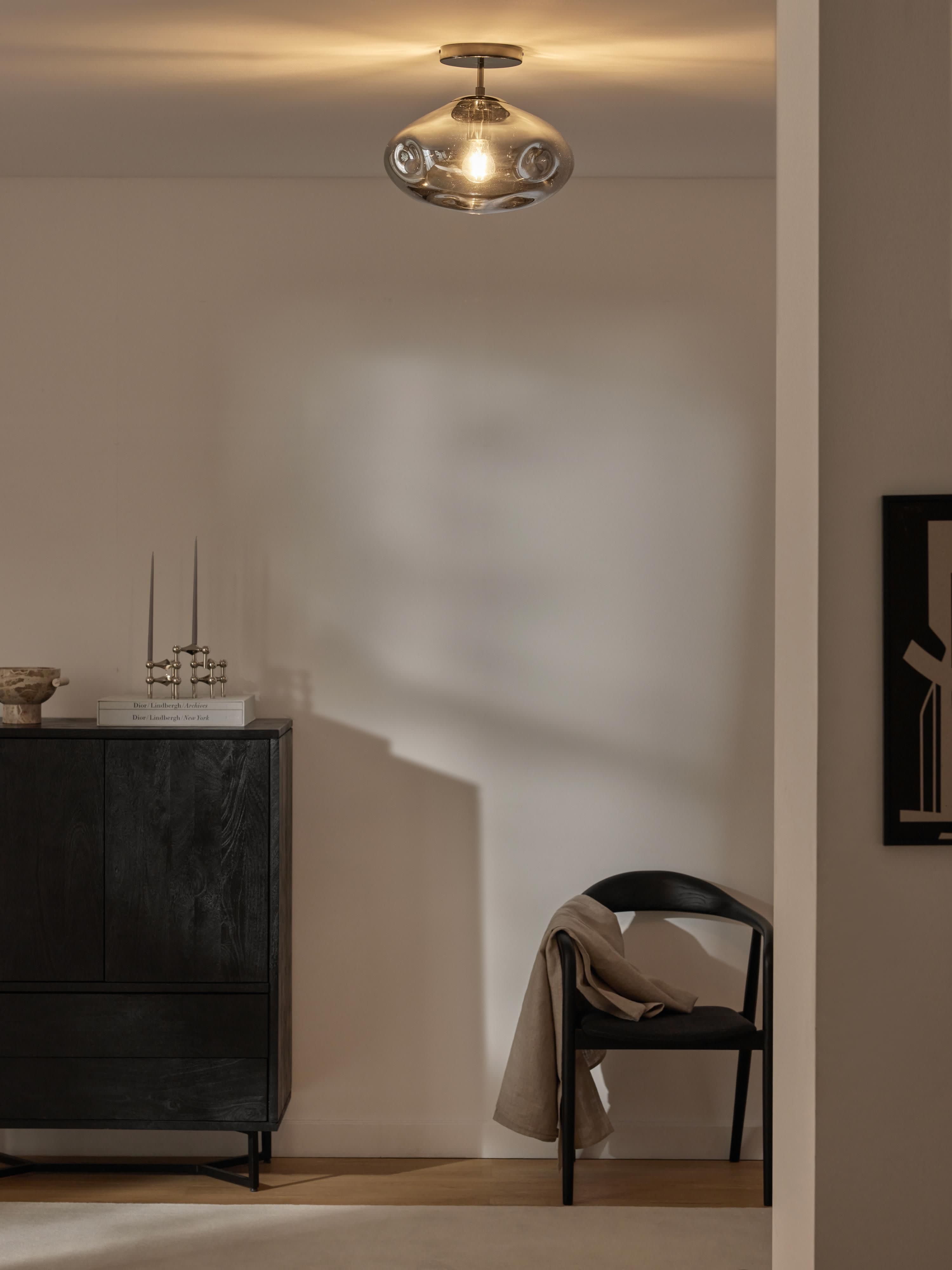 Plafonnier en verre réfléchissant Kol - Gris chrome, noir