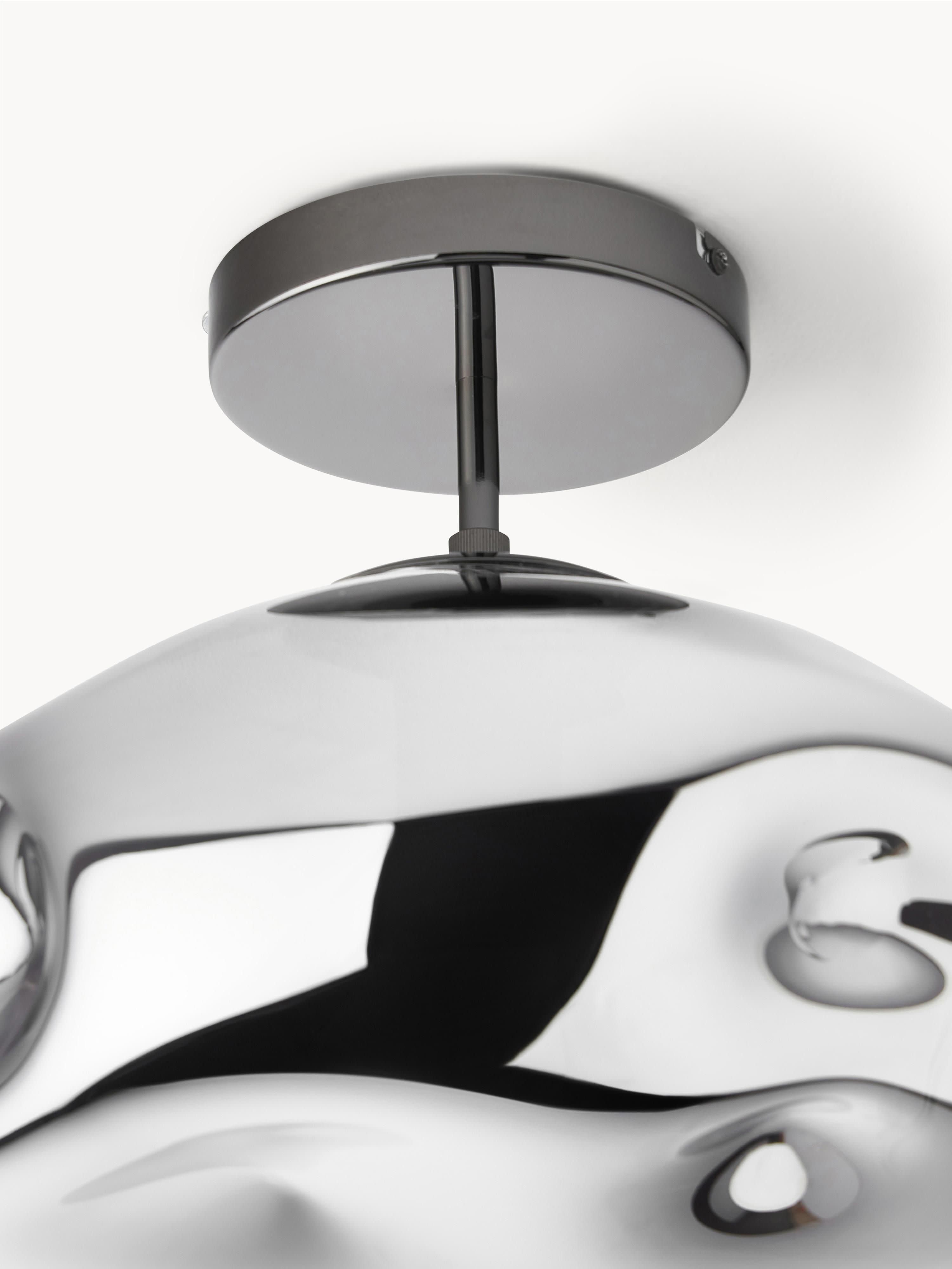 Plafonnier en verre réfléchissant Kol - Gris chrome, noir