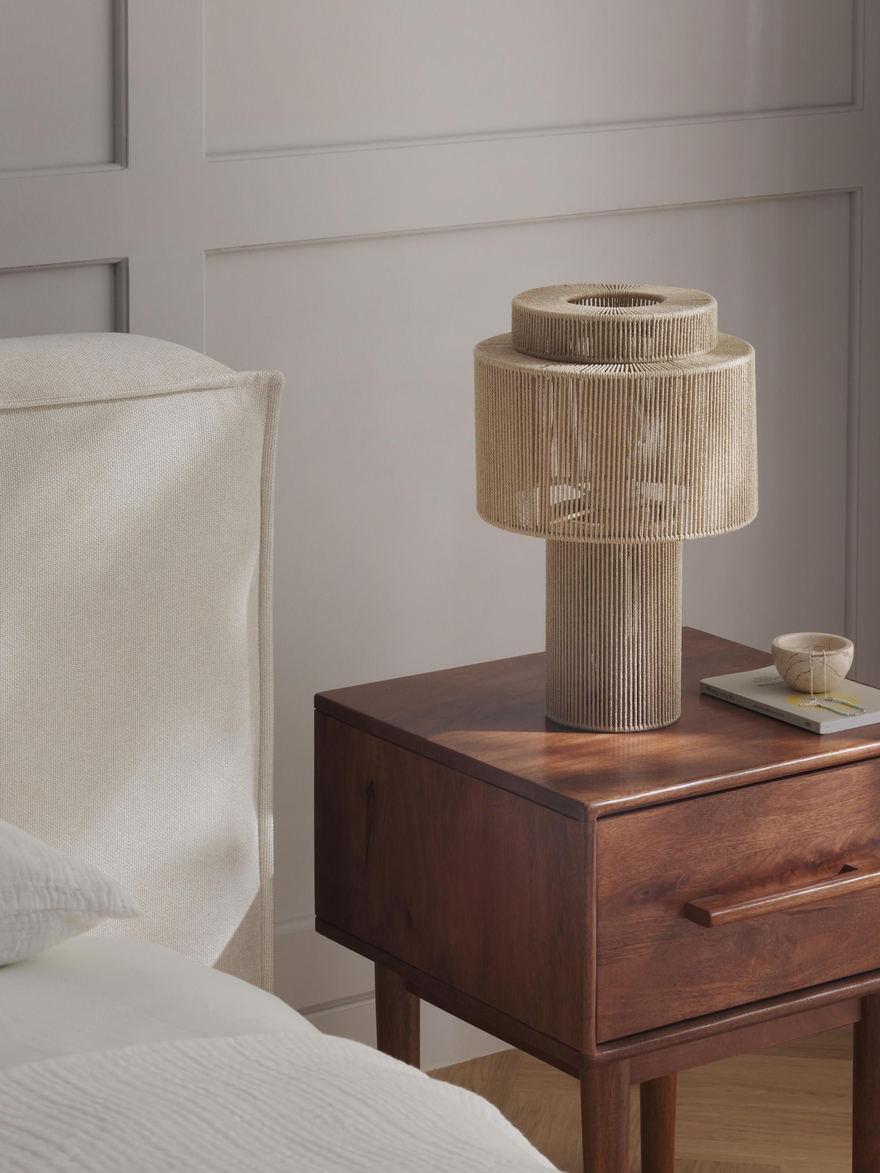 Lampe à poser en fils de lin Matias - Beige