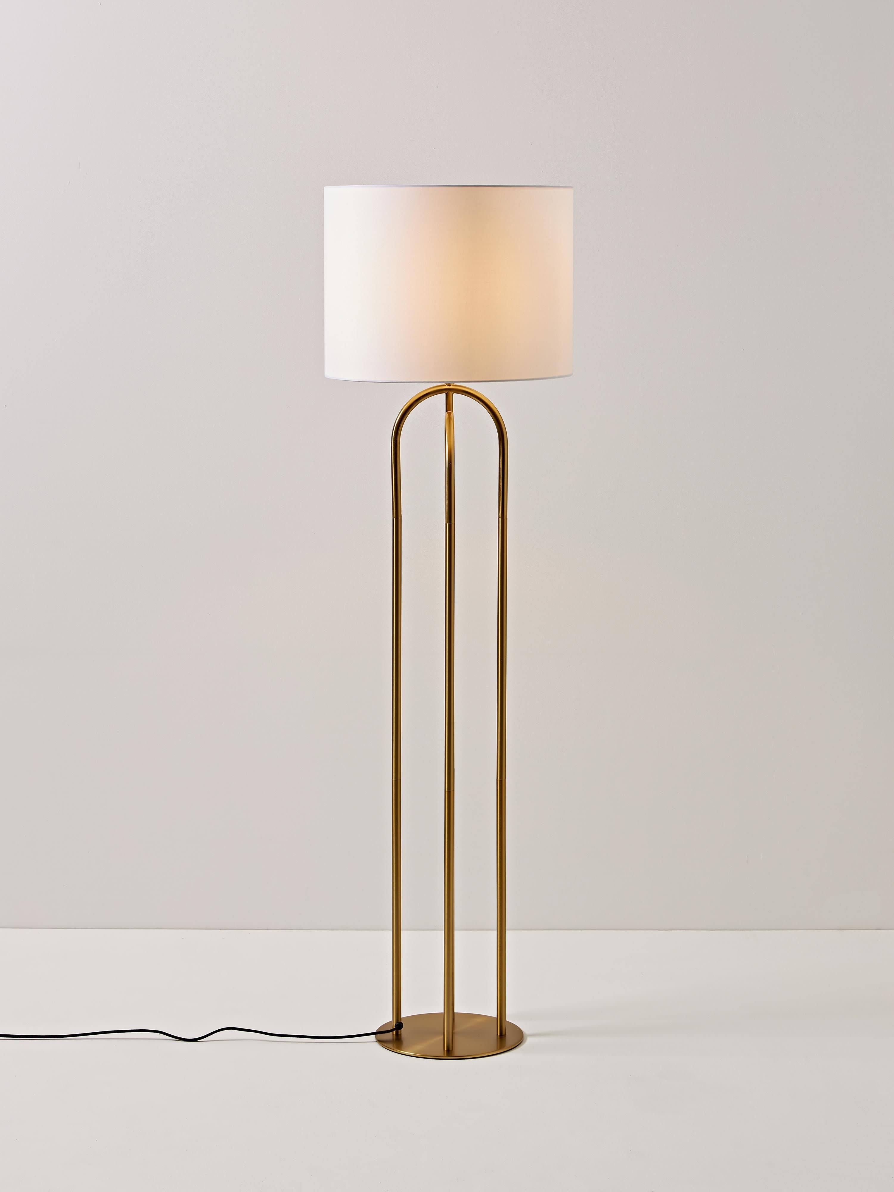 Lampadaire Erne - Blanc cassé, laiton