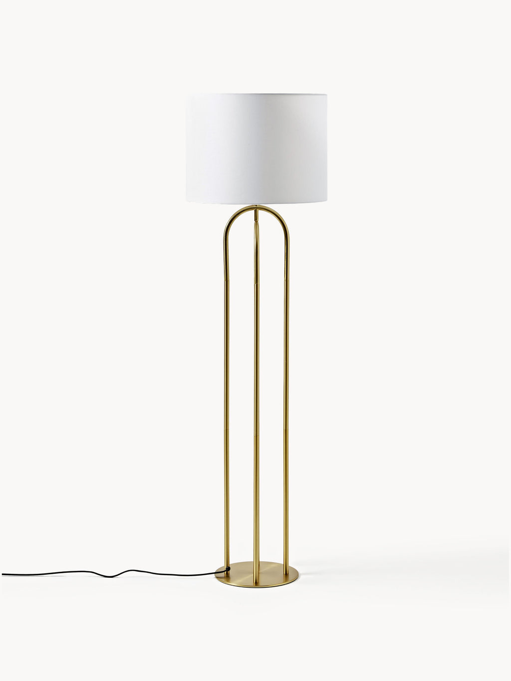 Lampadaire Erne - Blanc cassé, laiton