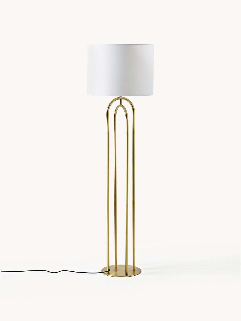 Lampadaire Erne - Blanc cassé, laiton