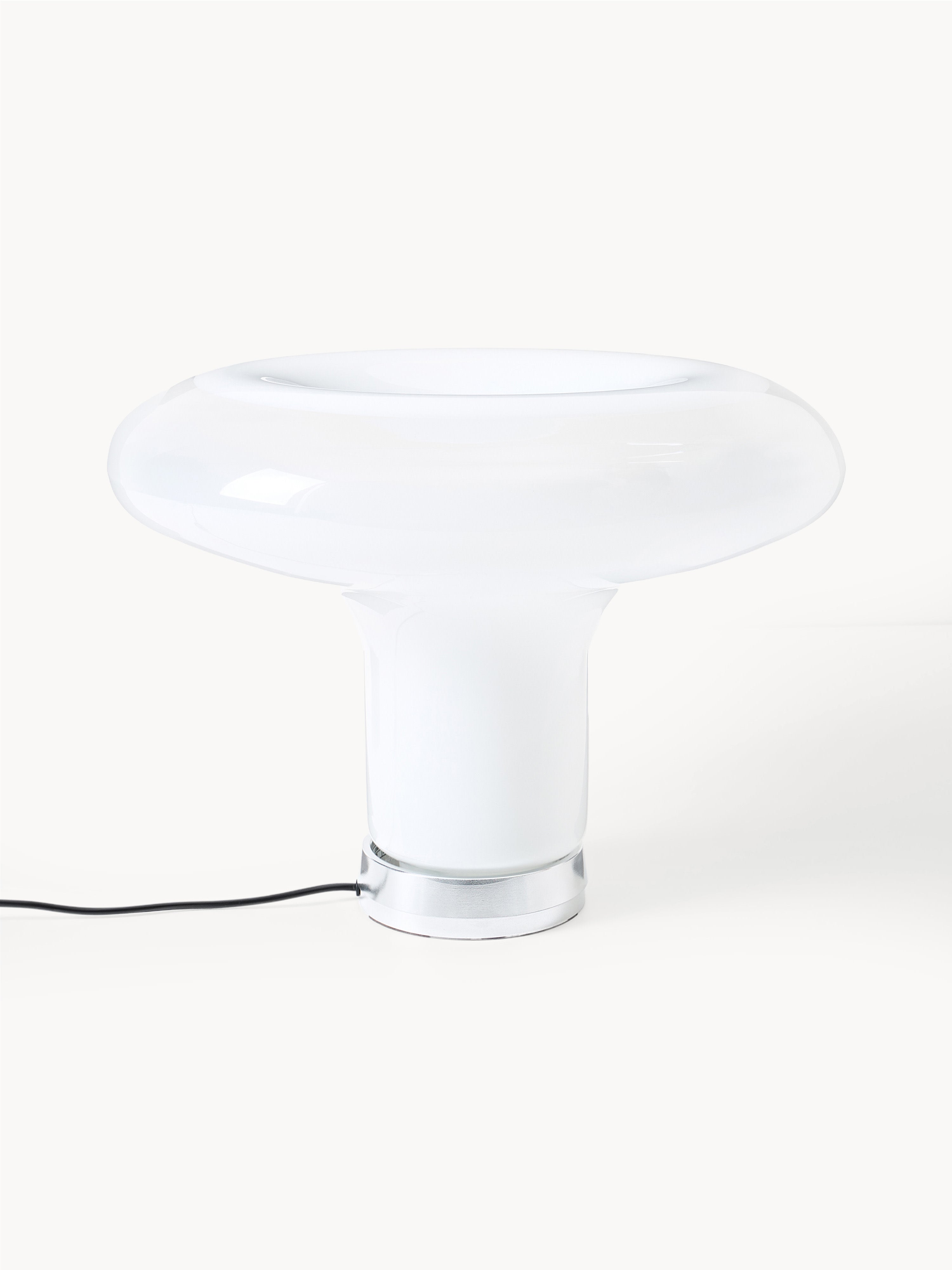 Lampe à poser soufflée bouche Chadwick - Blanc, argenté