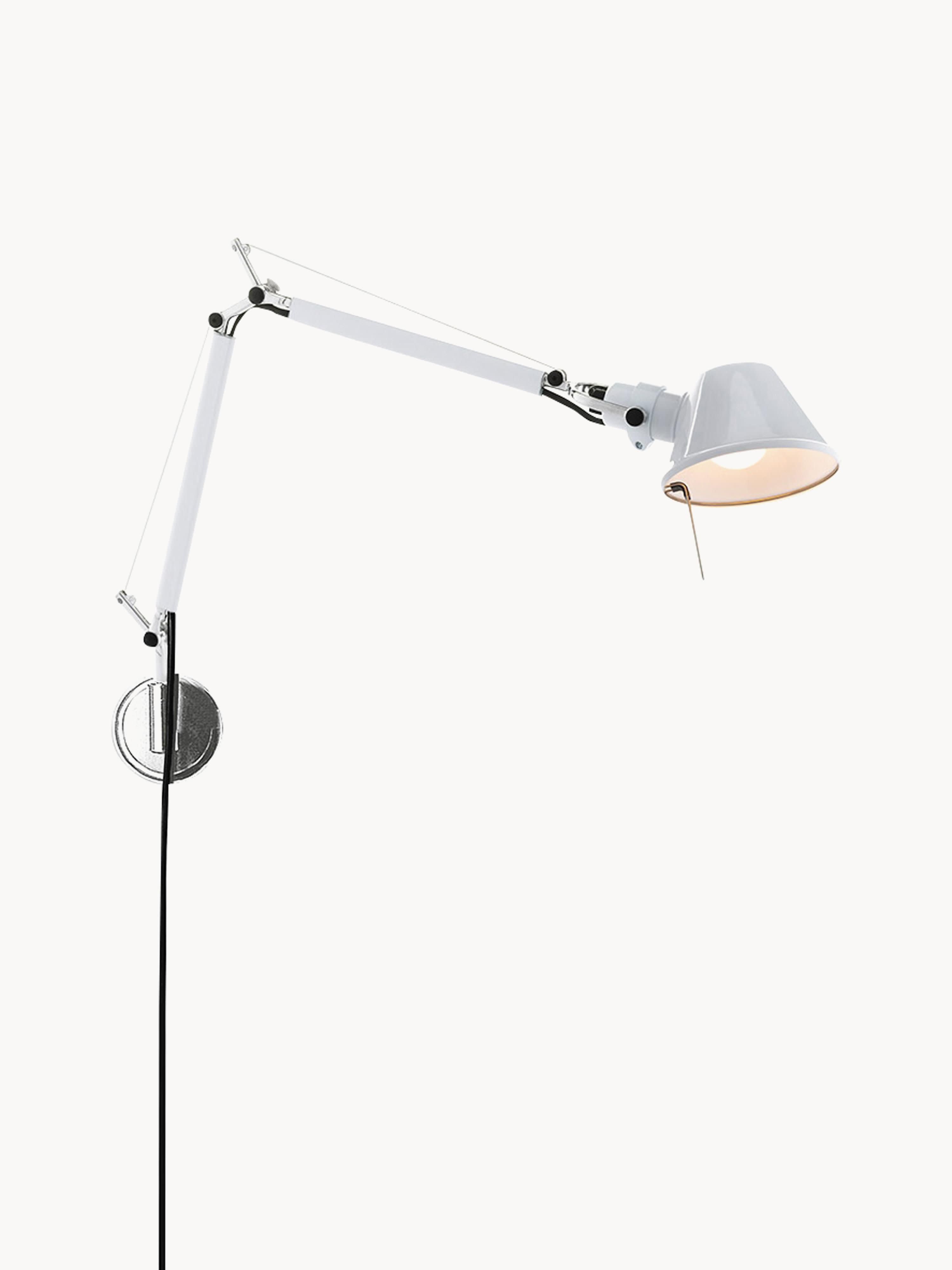 Grande applique murale orientable avec prise secteur Samuel - Blanc, haute brillance
