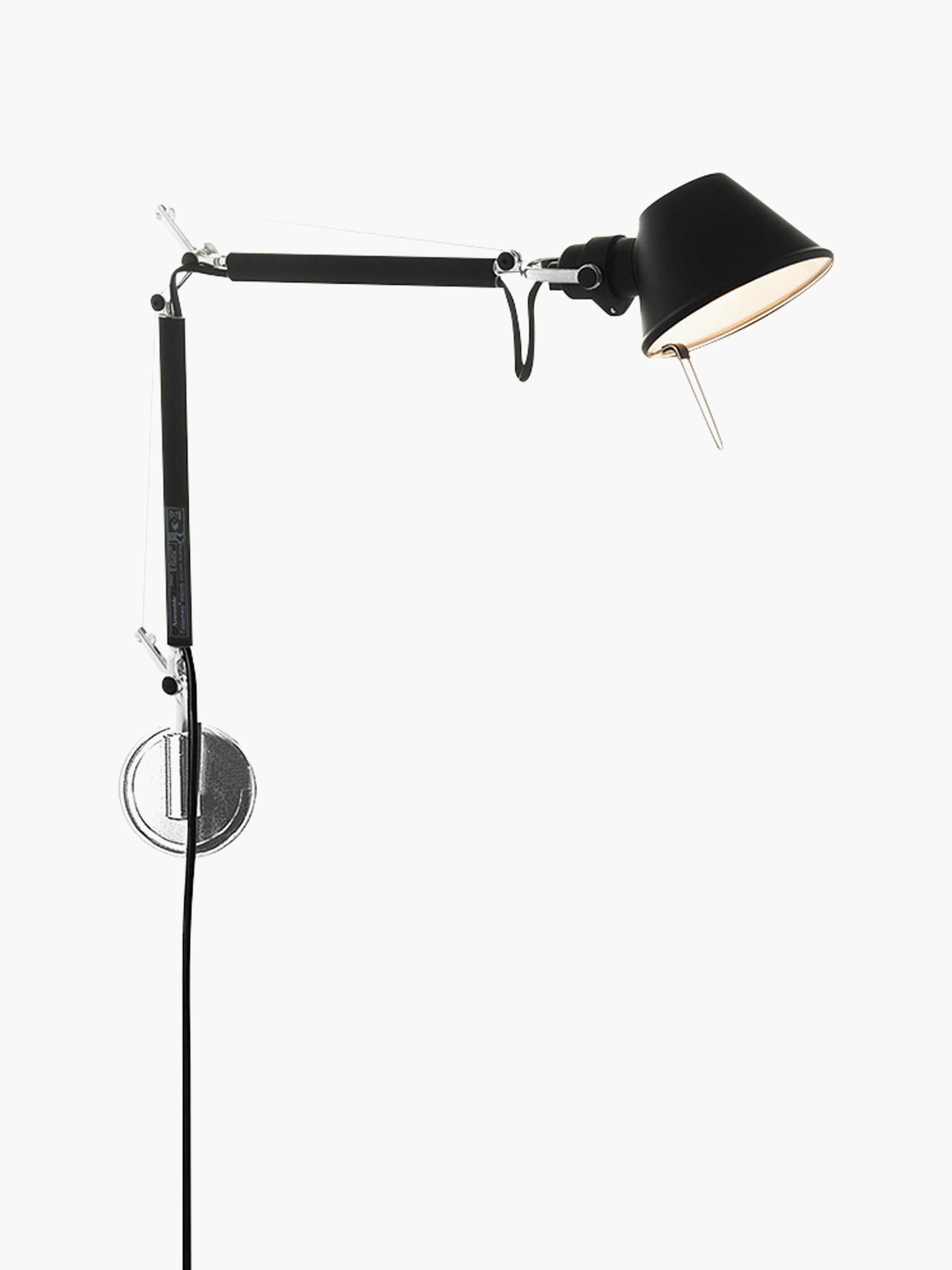 Grande applique murale orientable avec prise secteur Samuel - Noir, mat