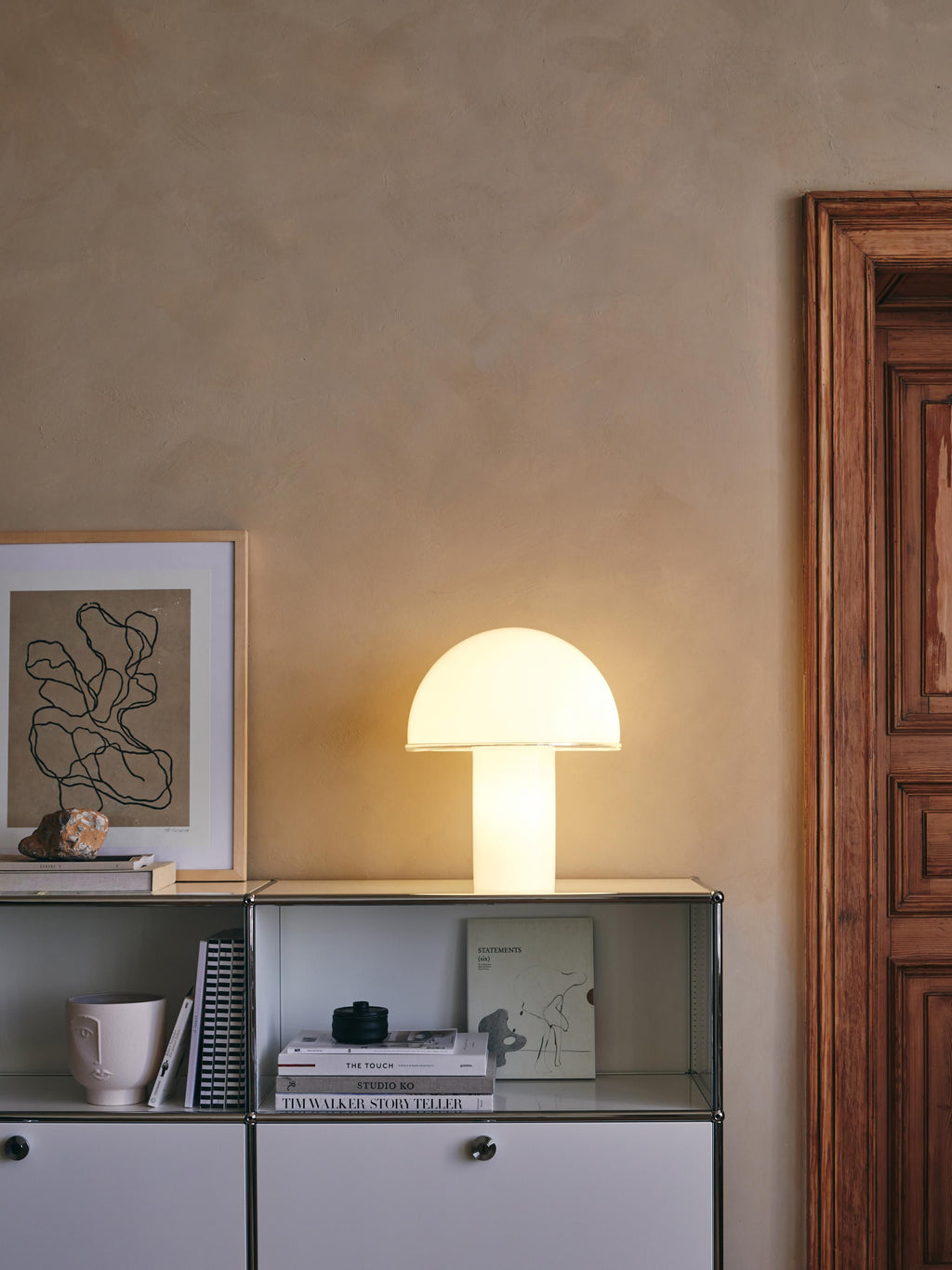 Lampe à poser soufflée bouche Tyko, tailles variées - Blanc