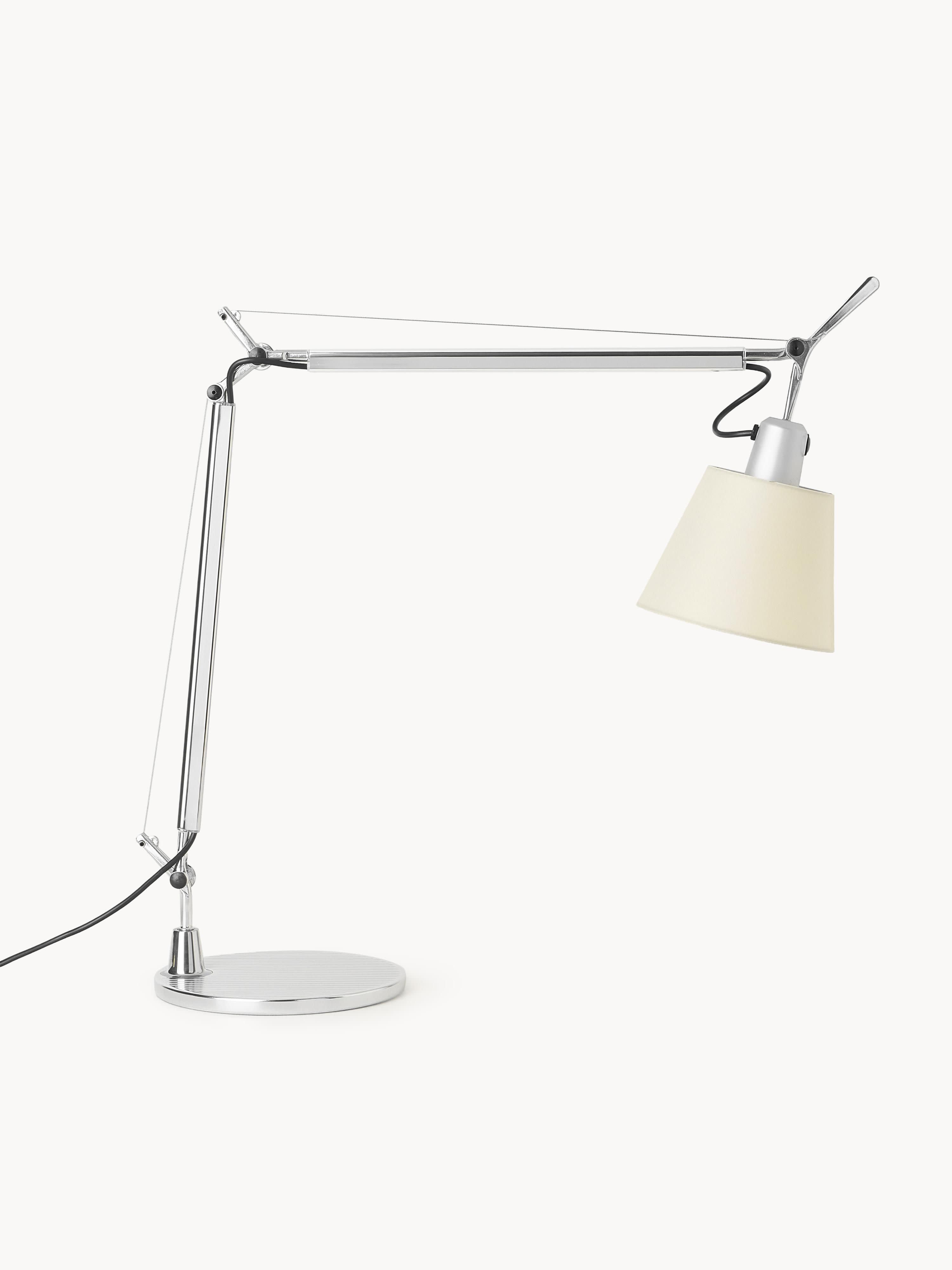 Grande lampe de bureau orientable Ewing - Argenté, blanc cassé