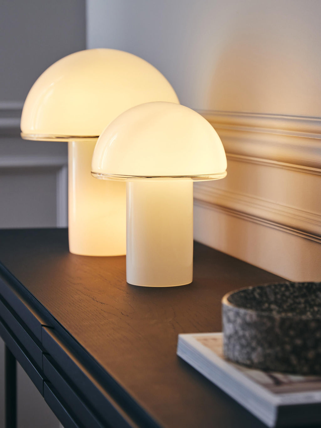 Petite lampe à poser soufflée bouche Tyko - Blanc