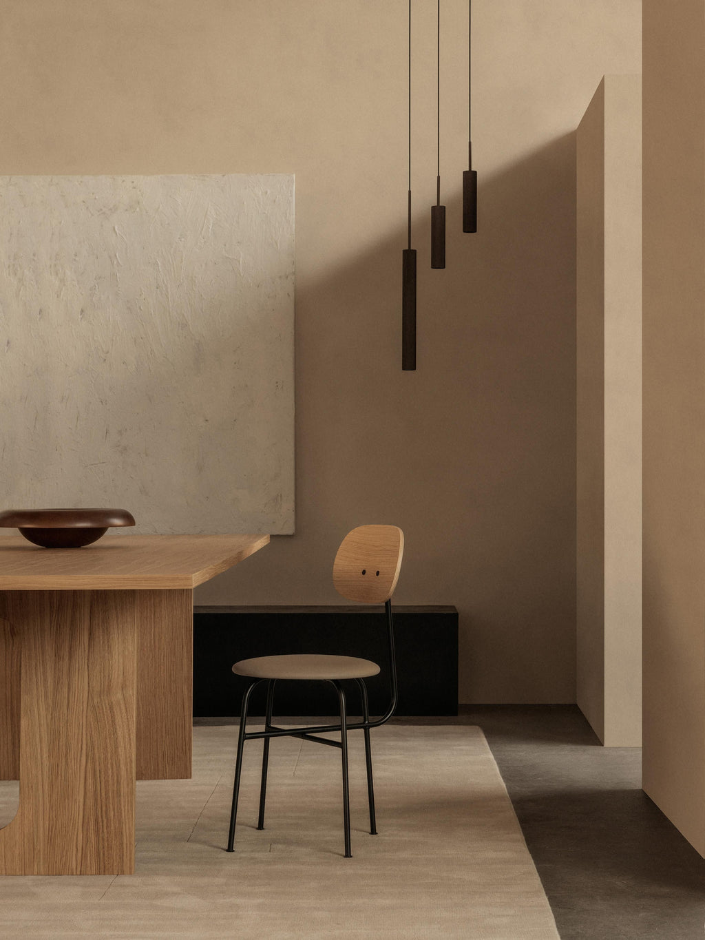 Petite suspension avec surface striée Mikal, haut. 24 cm - Brun foncé