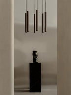 Petite suspension avec surface striée Mikal, haut. 48 cm - Brun foncé