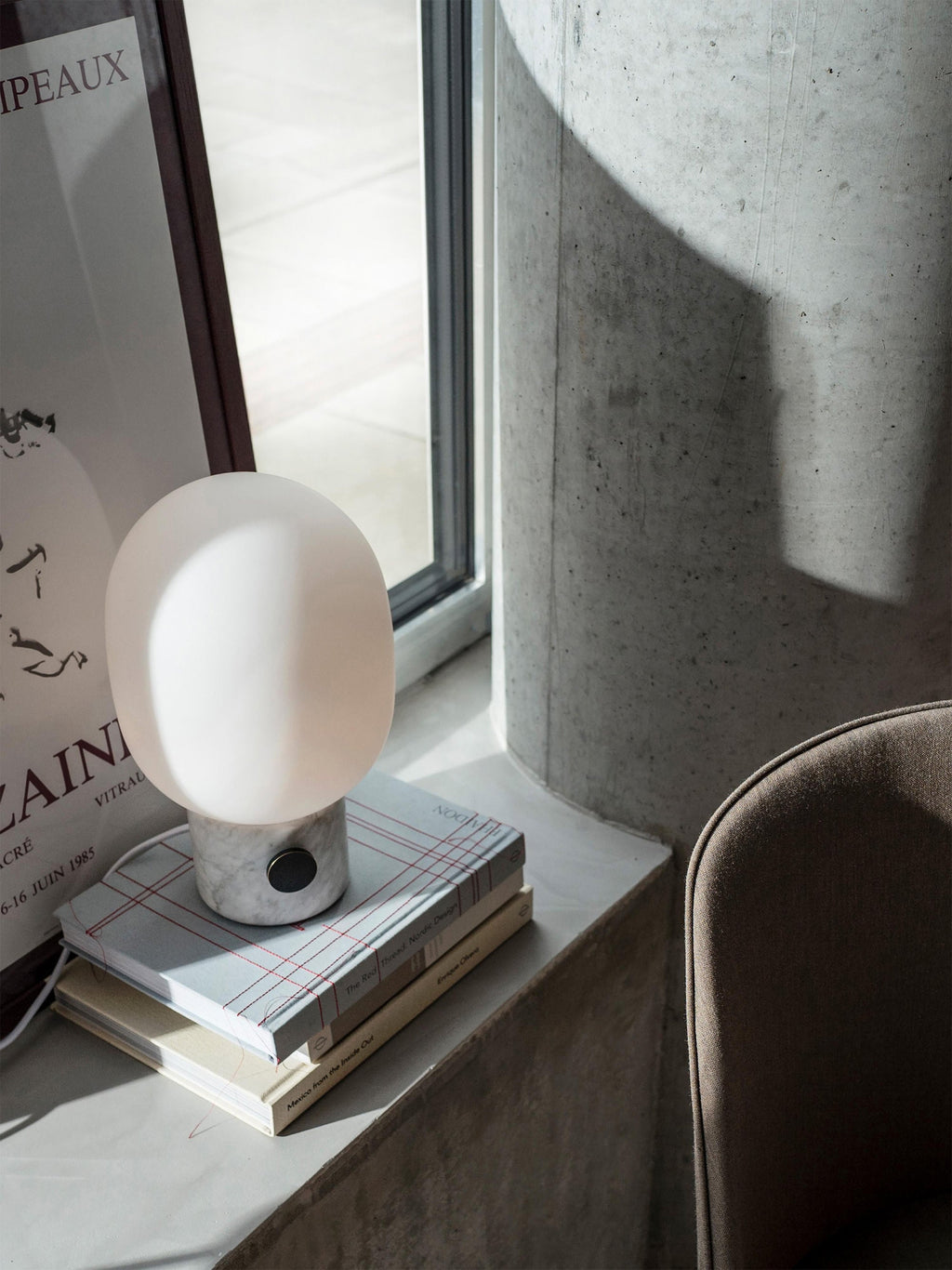 Petite lampe à poser Hamish, intensité ajustable - Blanc, gris clair marbré