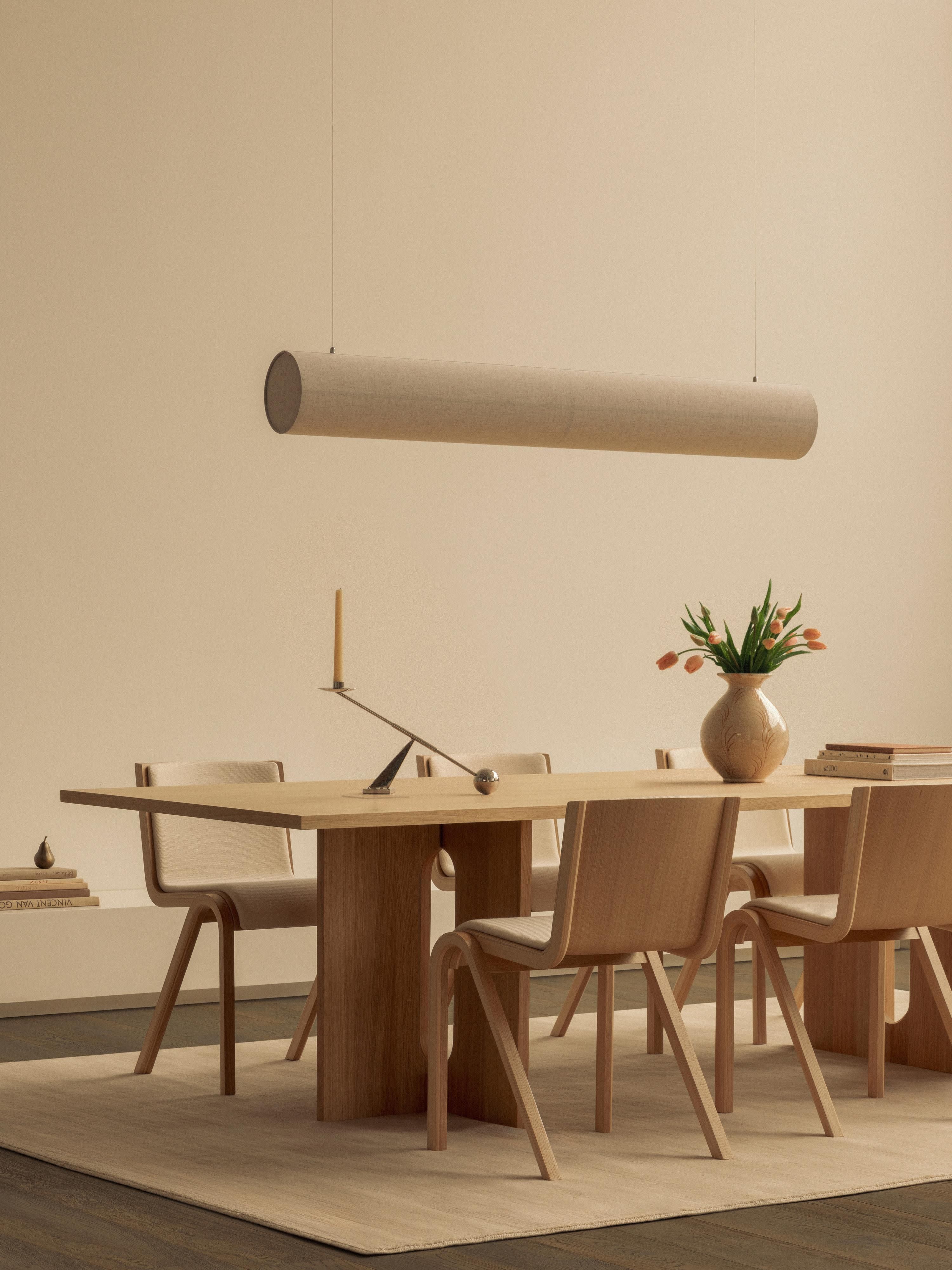 Grande suspension LED en lin Varg, intensité ajustable - Beige clair