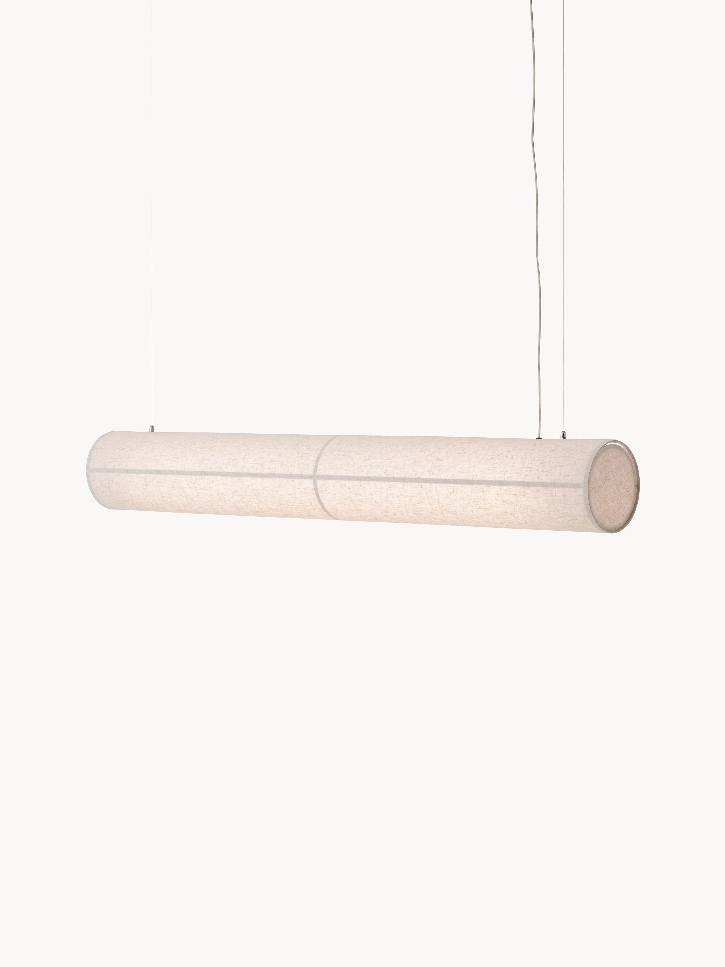 Grande suspension LED en lin Varg, intensité ajustable - Beige clair