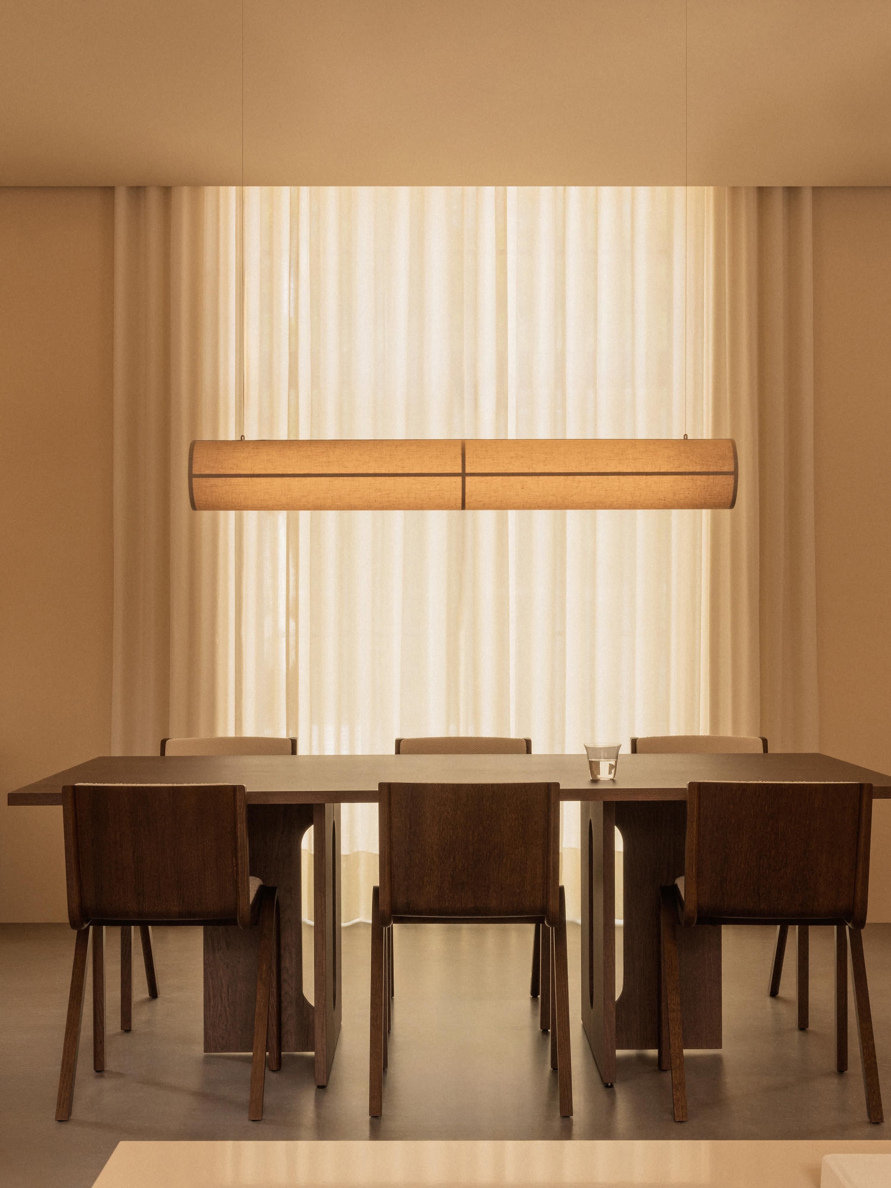 Grande suspension LED en lin Varg, intensité ajustable - Beige clair