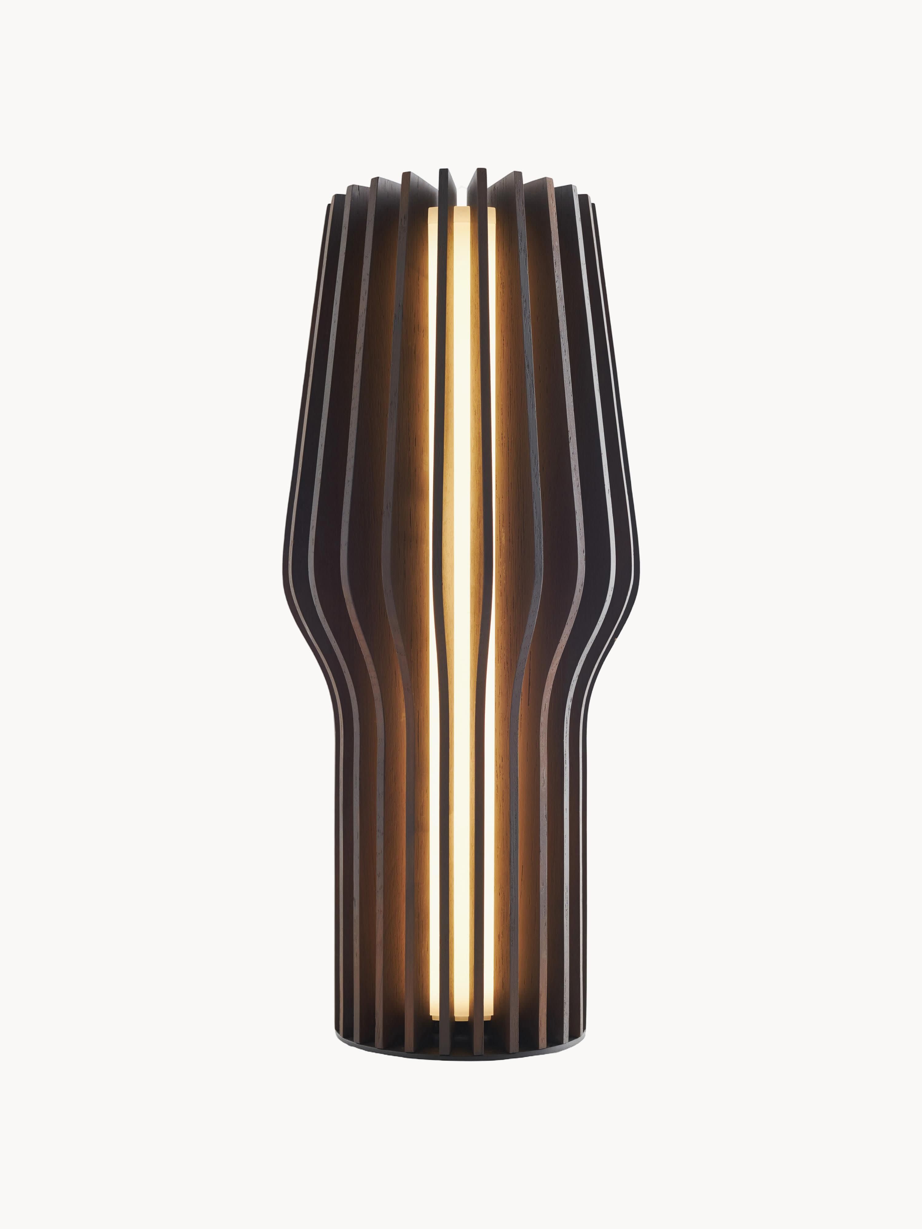 Petite lampe à poser LED mobile Keith, intensité ajustable - Bois de chêne, anthracite laqué