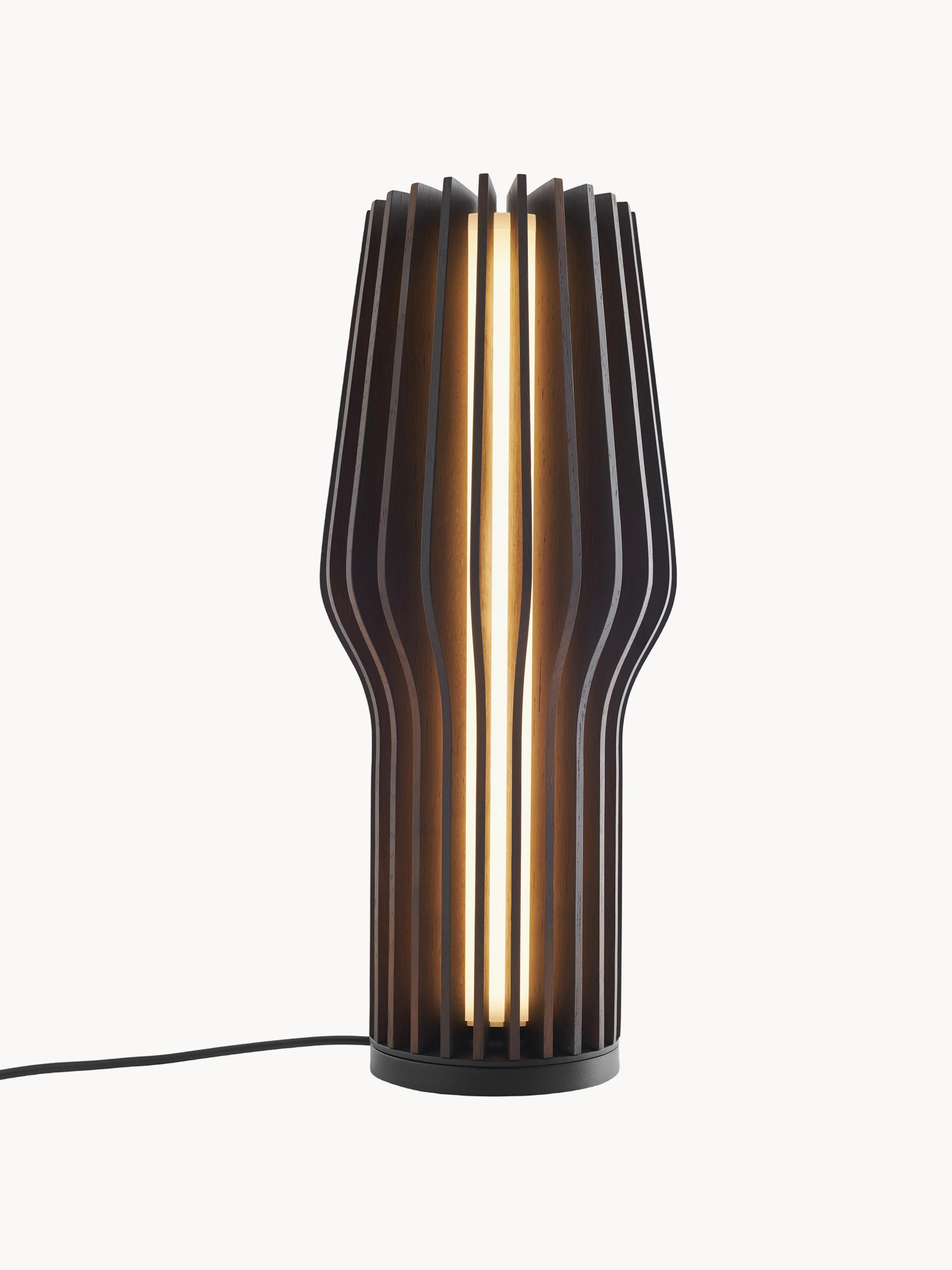 Petite lampe à poser LED mobile Keith, intensité ajustable - Bois de chêne, anthracite laqué