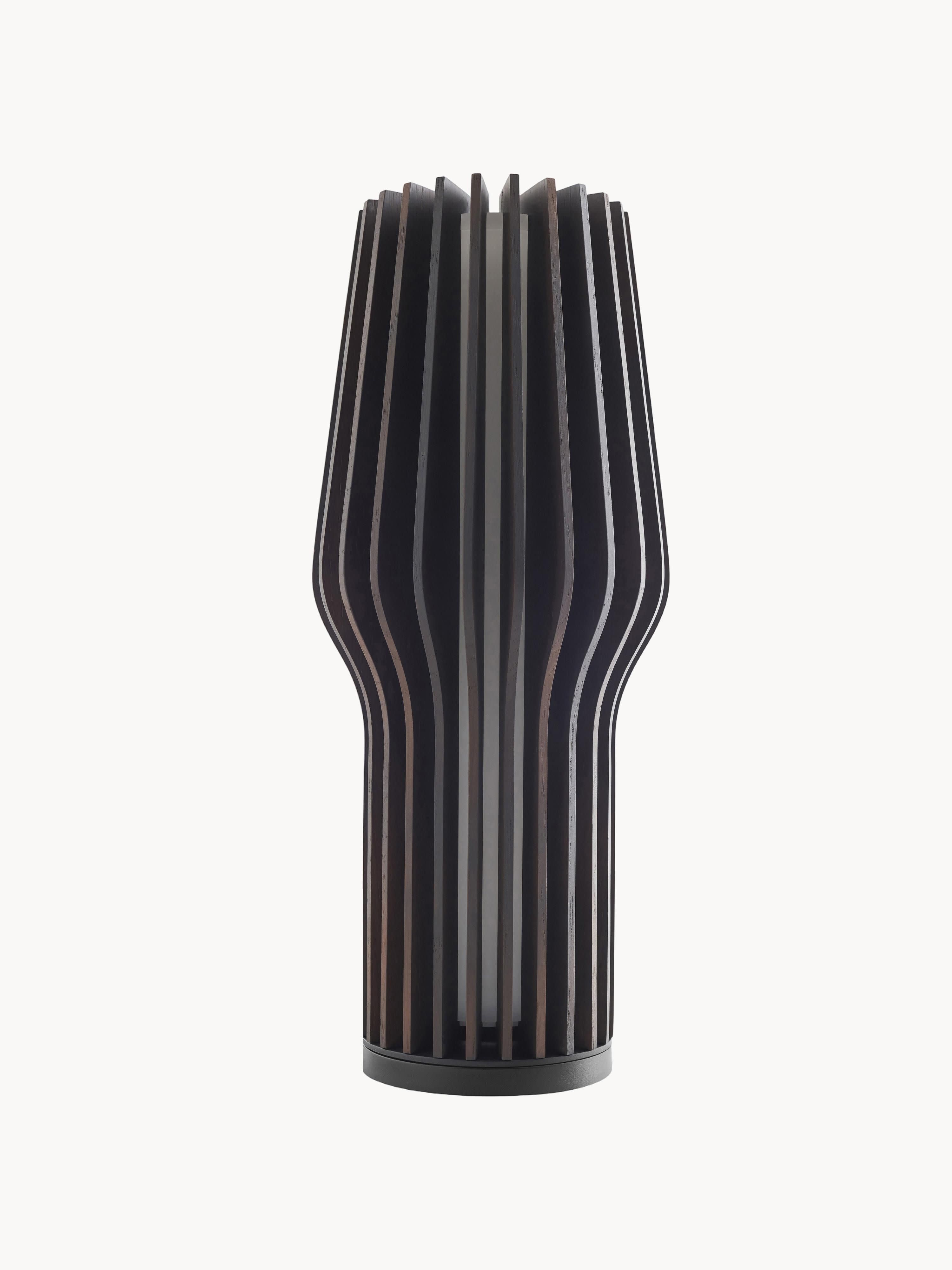 Petite lampe à poser LED mobile Keith, intensité ajustable - Bois de chêne, anthracite laqué