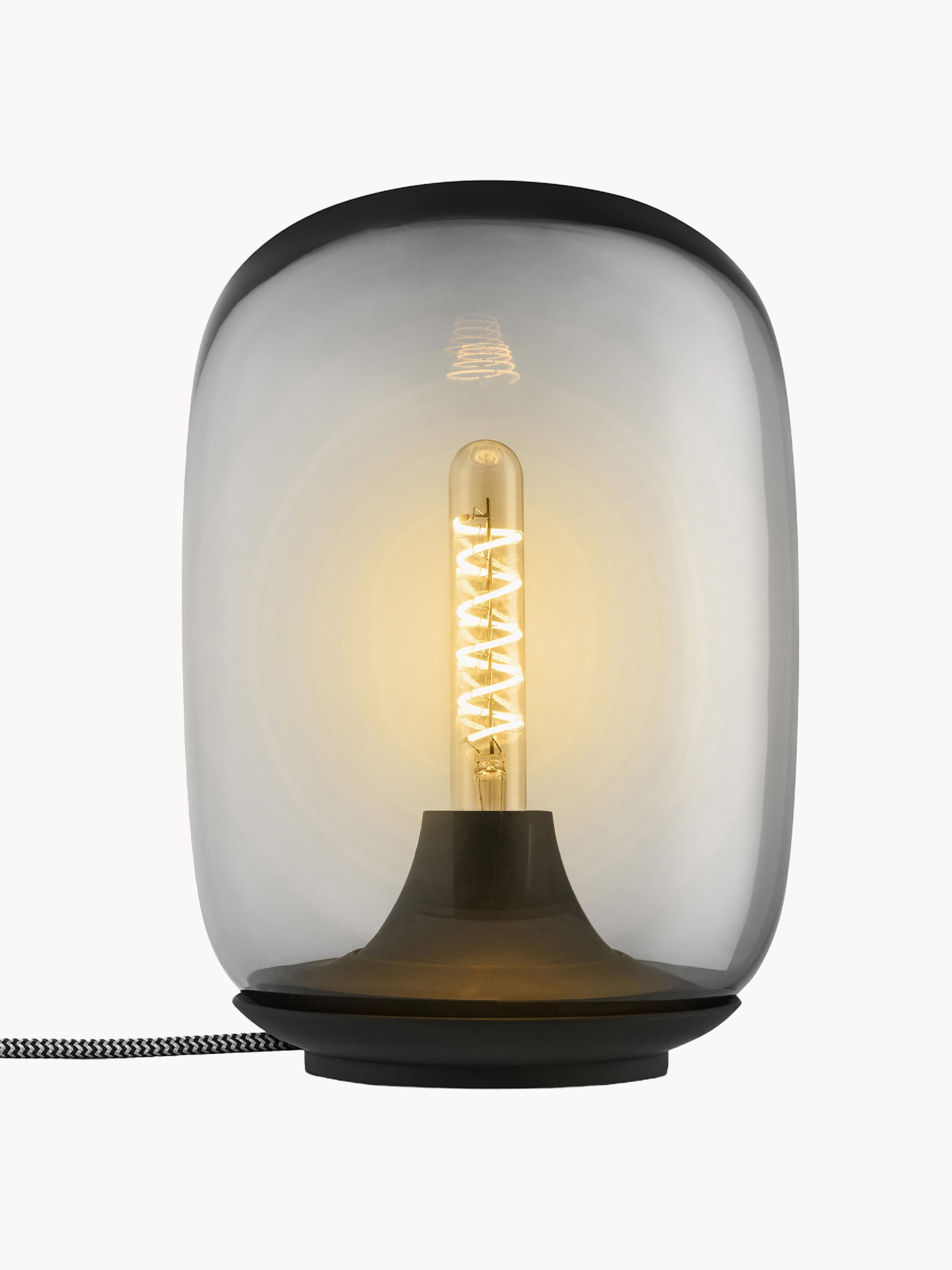 Lampe à poser LED soufflée bouche Mox, intensité ajustable - Gris transparent, noir