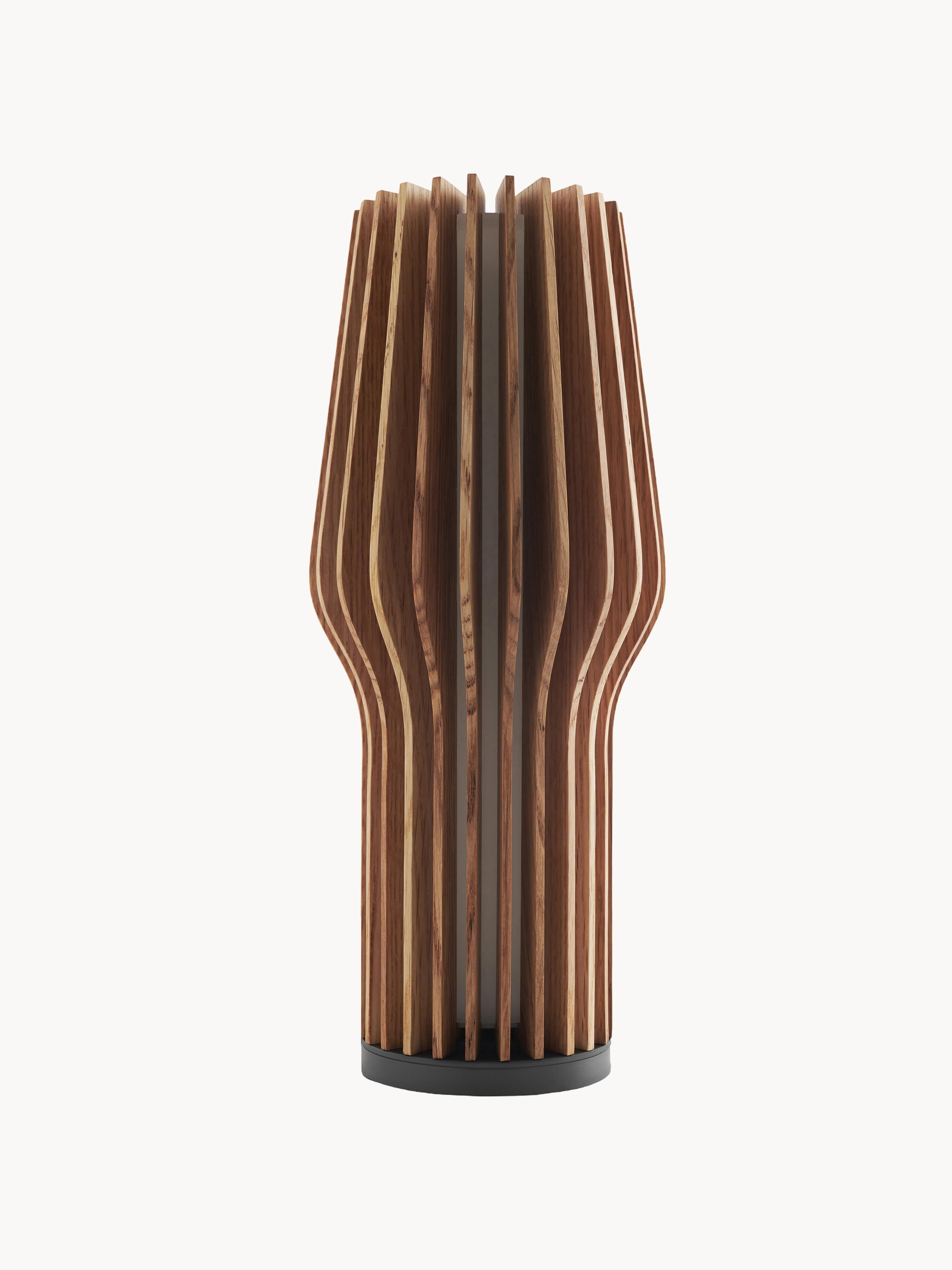 Petite lampe à poser LED mobile Keith, intensité ajustable - Bois de chêne