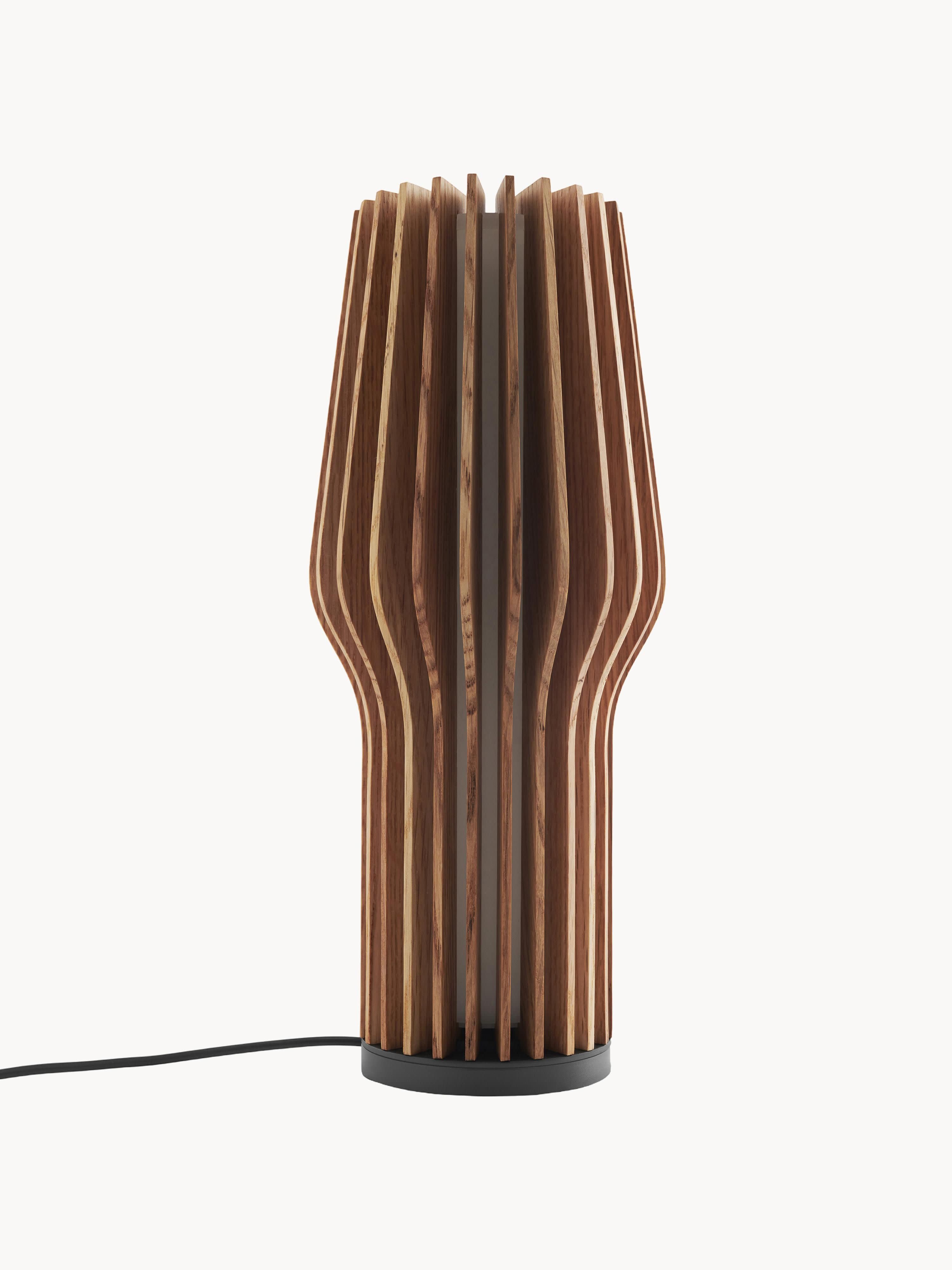 Petite lampe à poser LED mobile Keith, intensité ajustable - Bois de chêne